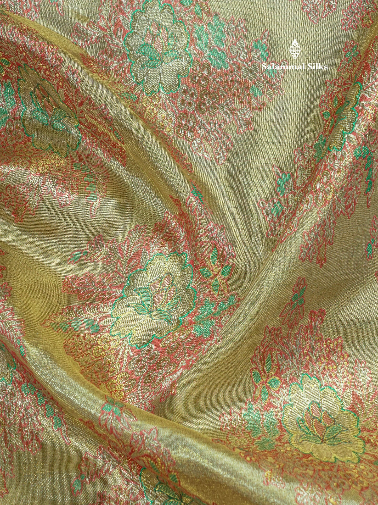 Pure Zari Multicolour Tissue Pure Kanjivaram Silk Saree With Contrast Baby Pink Border