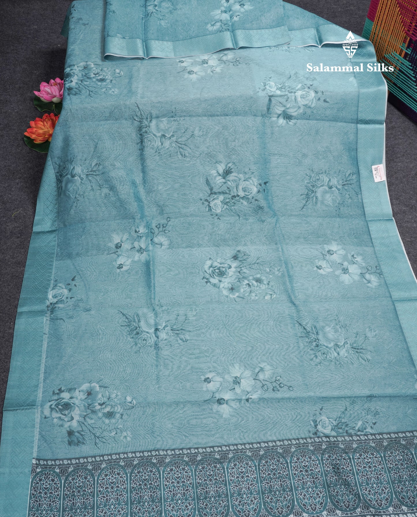 Pastel Blue Silk Kota Saree With Fancy Border