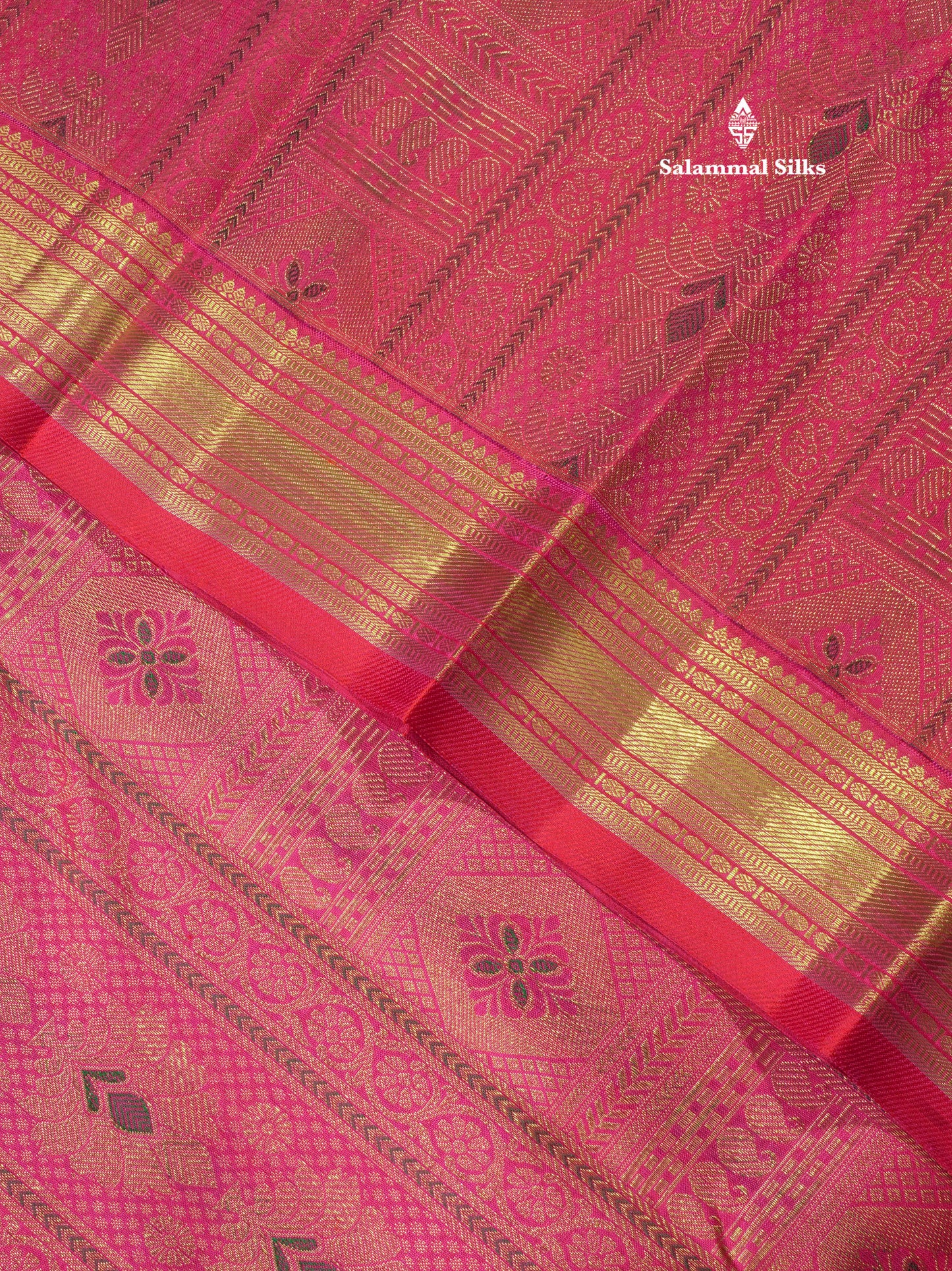 Meenakari Work Pink Shade Pure Kanjivaram Silk Saree Pure zari (3G) with Traditional Gold Zari Border