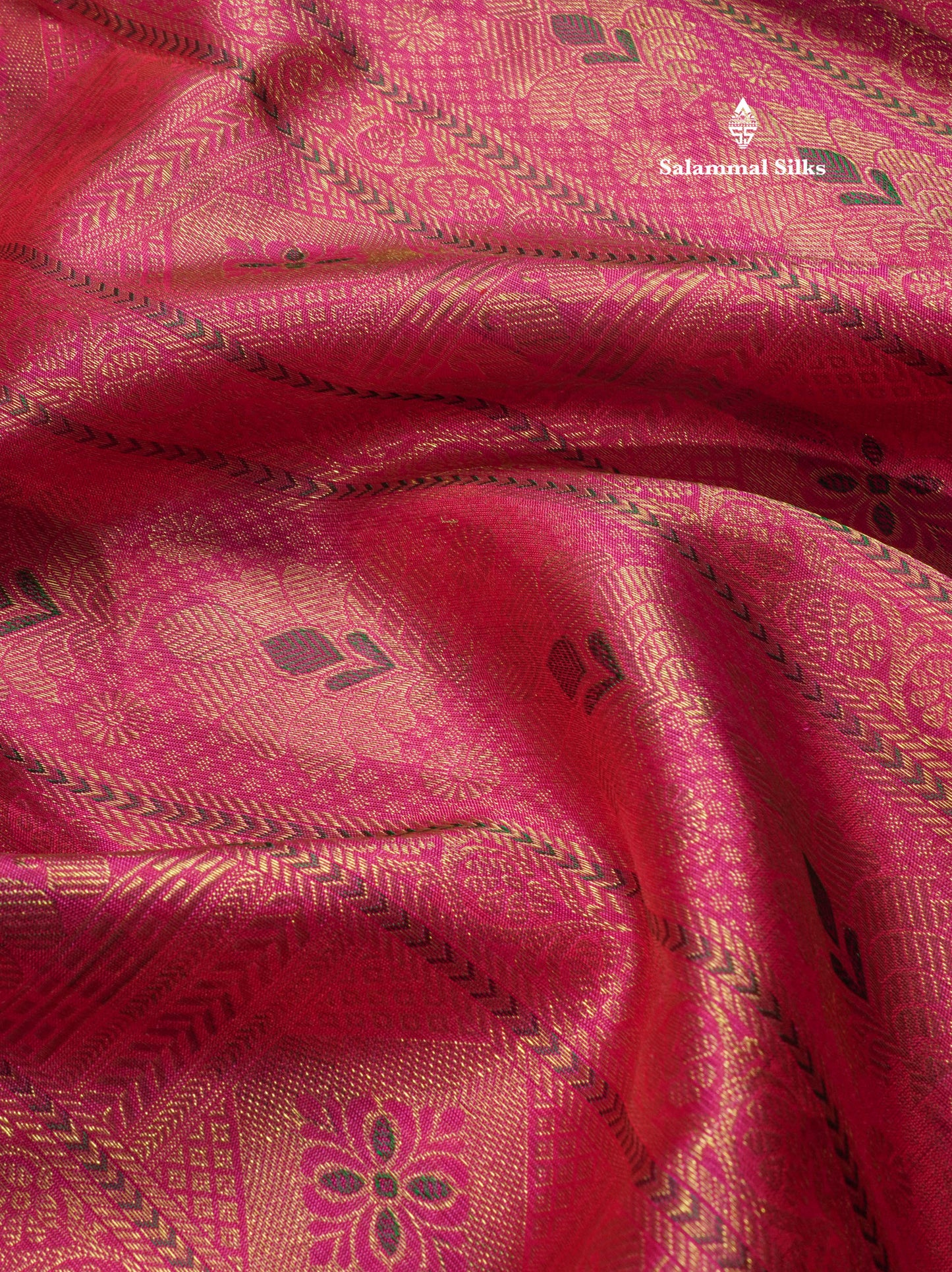 Meenakari Work Pink Shade Pure Kanjivaram Silk Saree Pure zari (3G) with Traditional Gold Zari Border