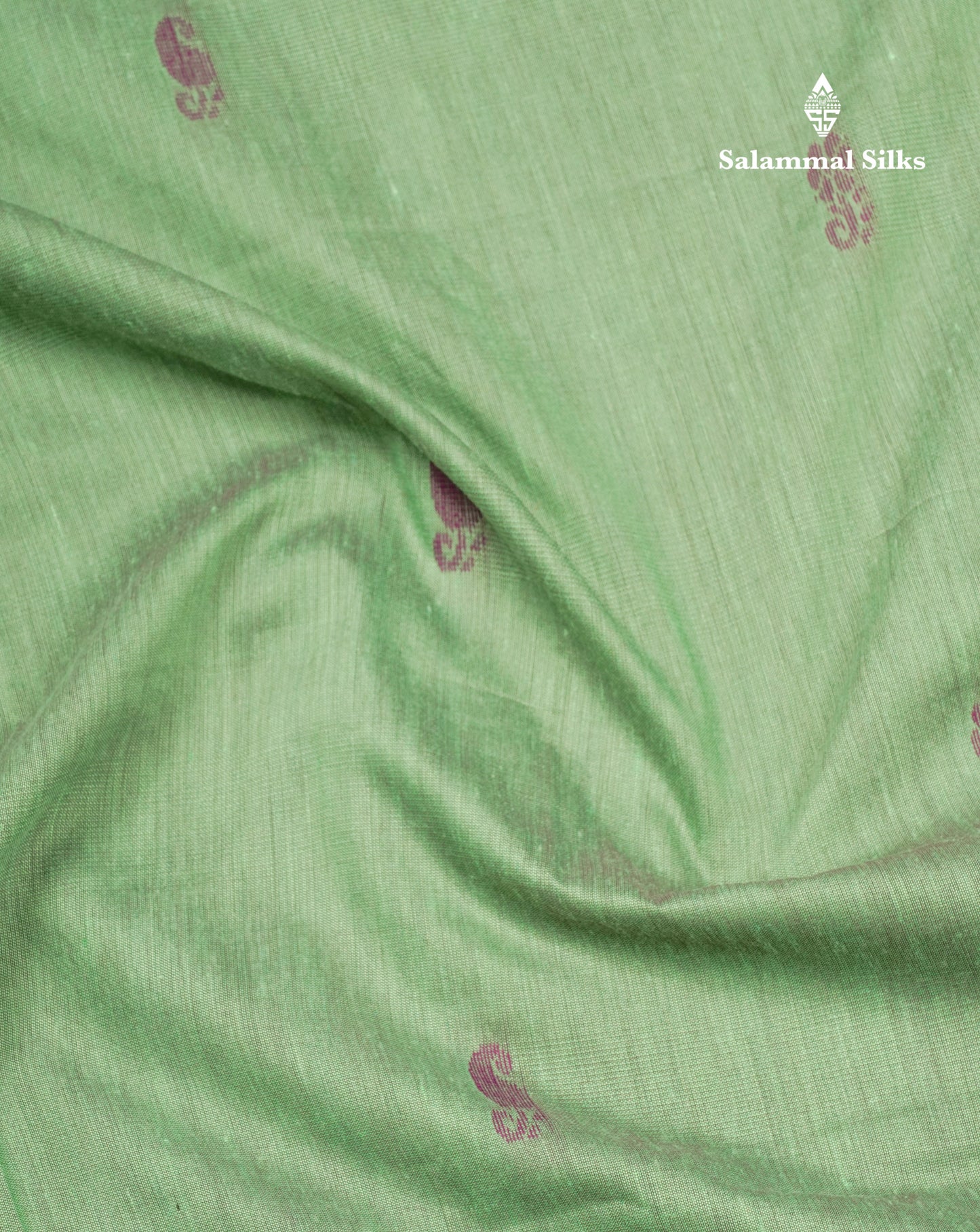 Green Kalyani Cotton Saree With Contrast Purple Border