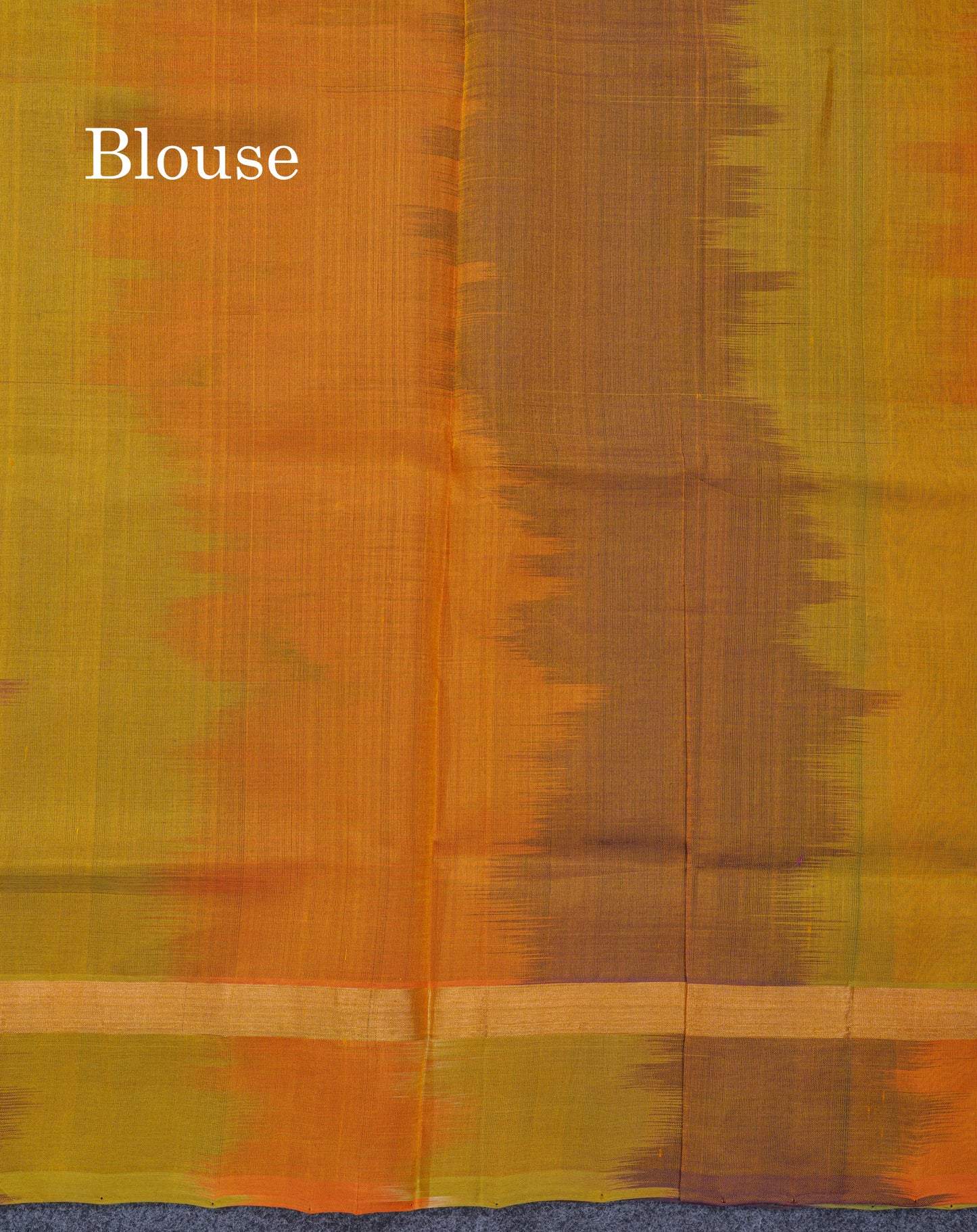 Bottle Green Plain Pure Silk Cotton Saree With Contrast Mustard Yellow Blouse