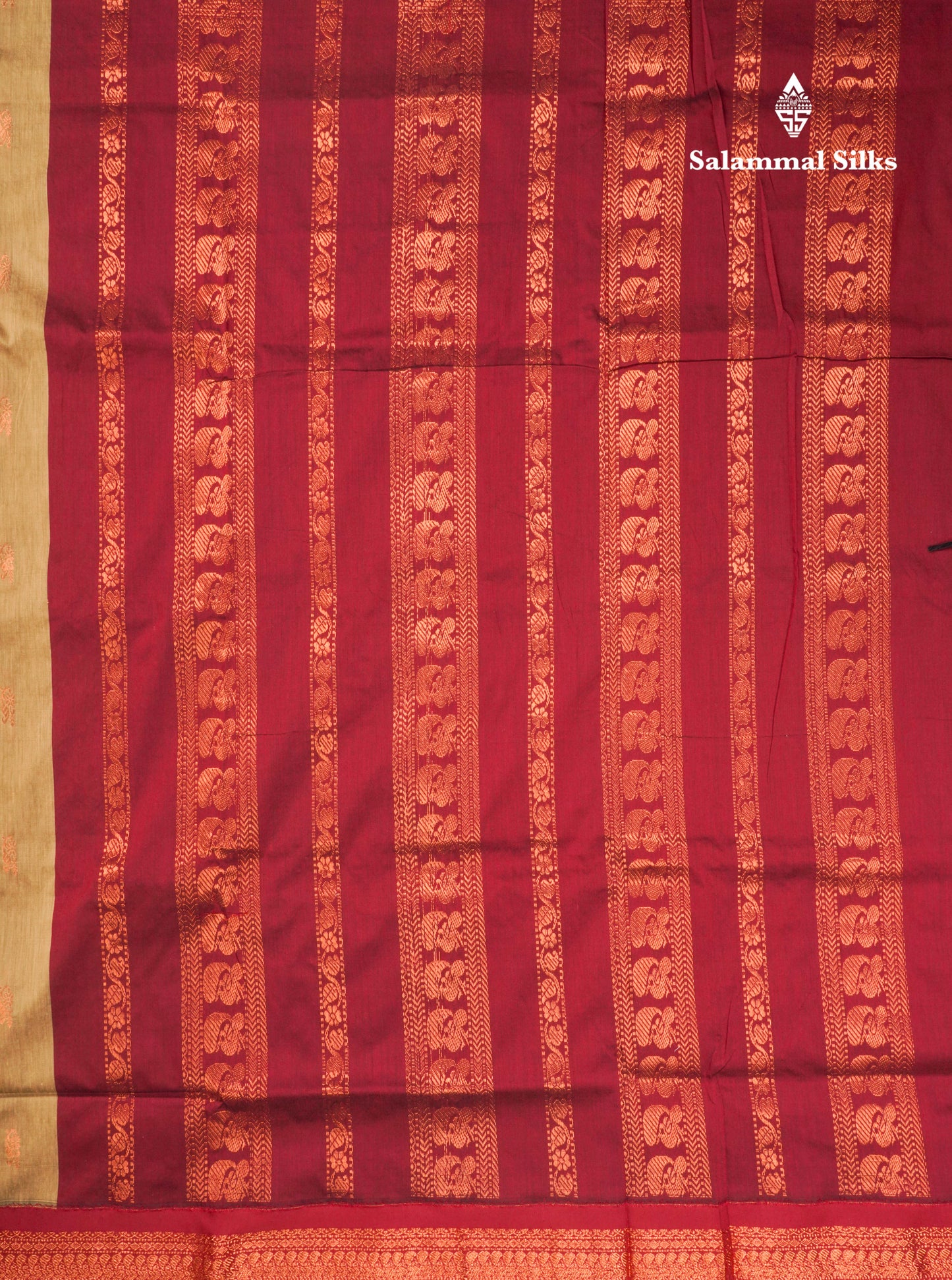 Cream Kalyani Cotton Saree With Contrast Dark Maroon Border