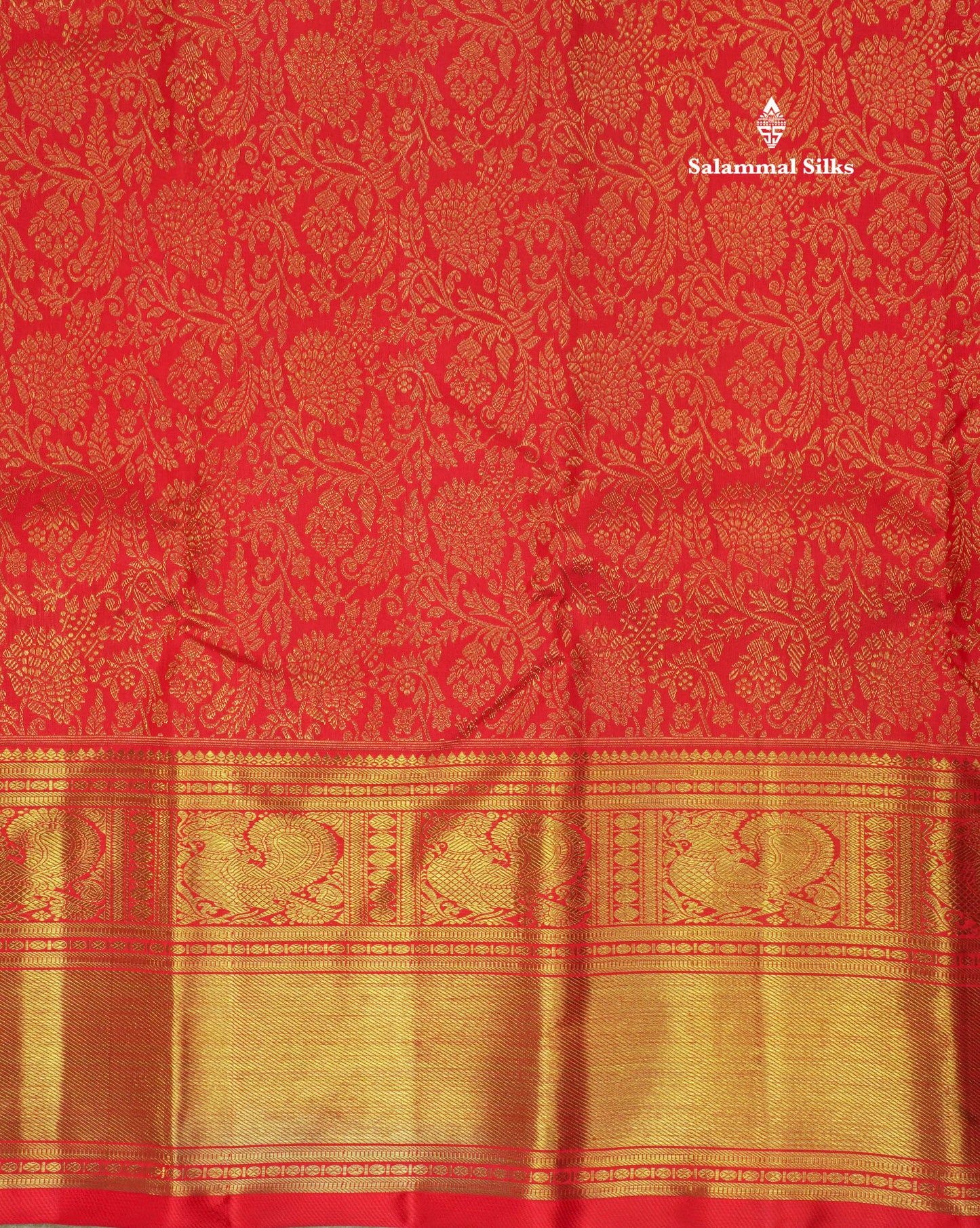 Chilly Red Pure Kanjivaram Silk Saree Pure zari (3G) with Traditional Gold Zari Border