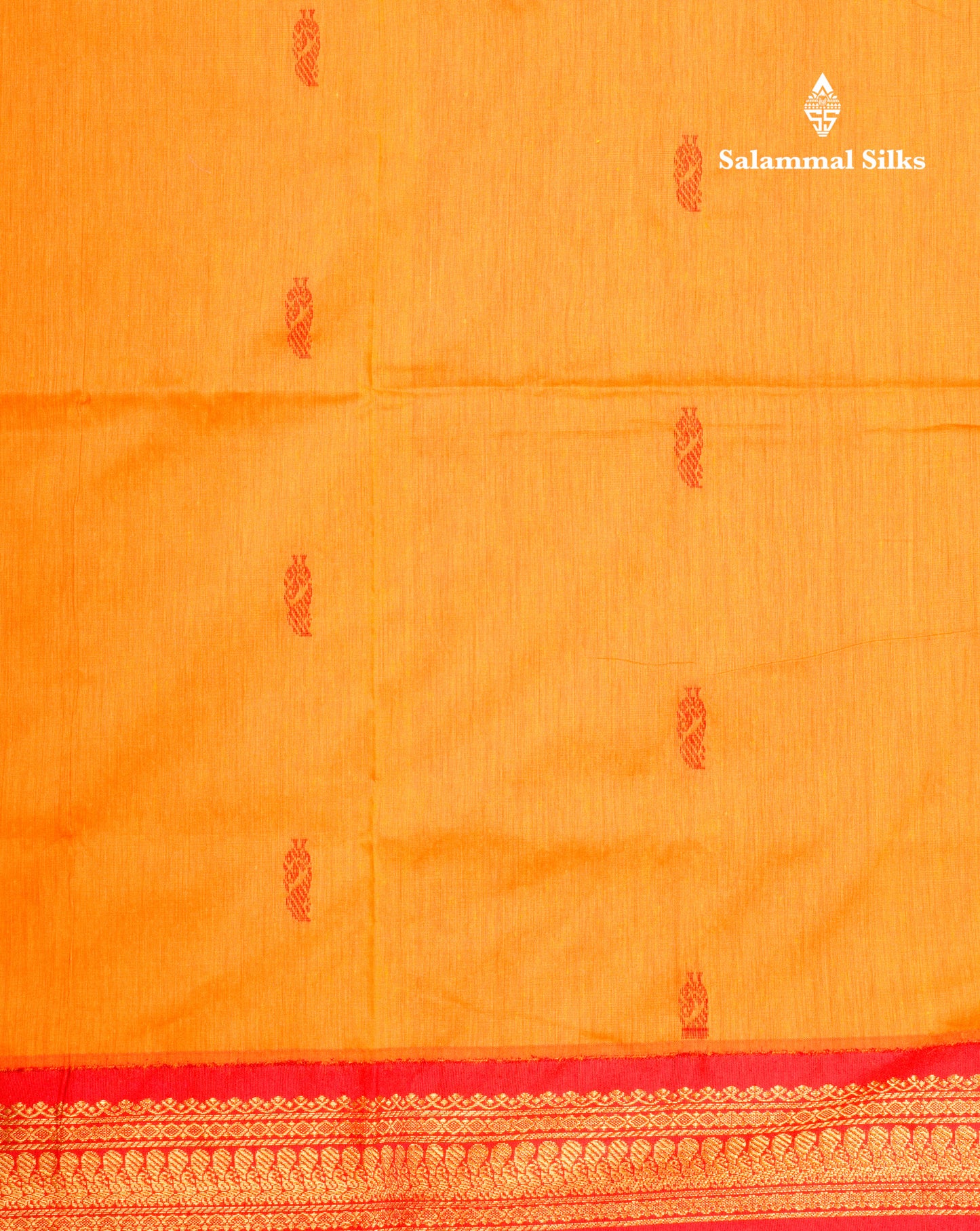 Mango Yellow Kalyani Cotton Saree With Contrast Red Border
