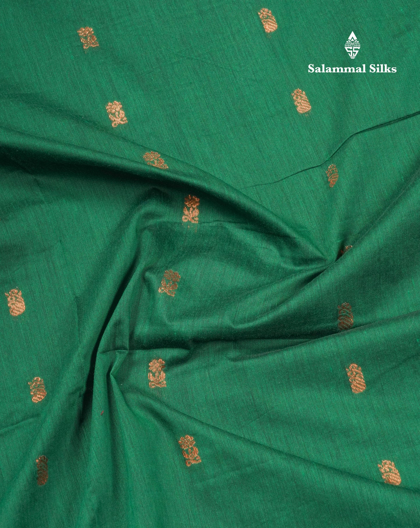 Bottle Green Kalyani Cotton Saree With Contrast Maroon Border