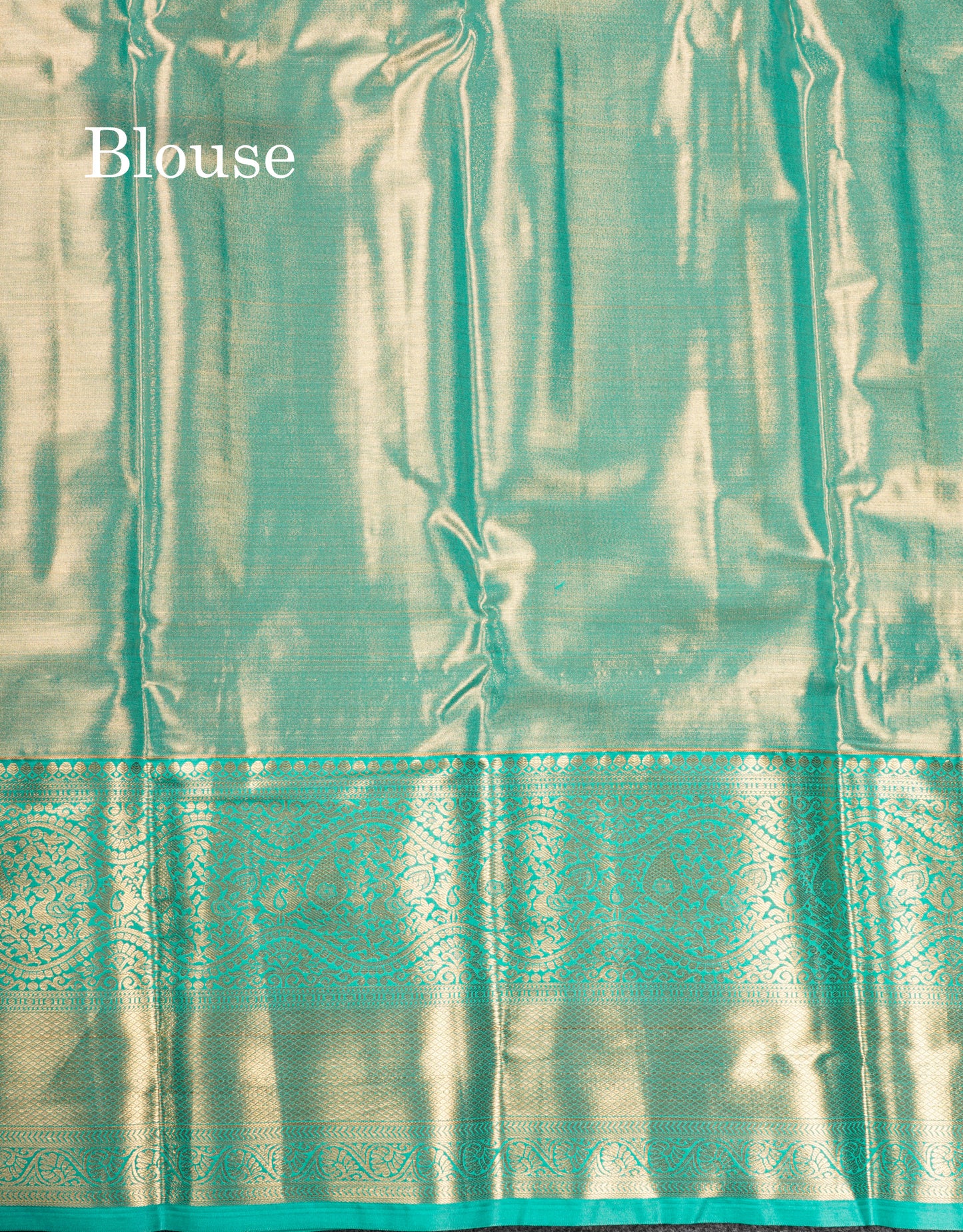 Orange Bridal Tissue Semi Silk Saree With Contrast Sapphire Green Border