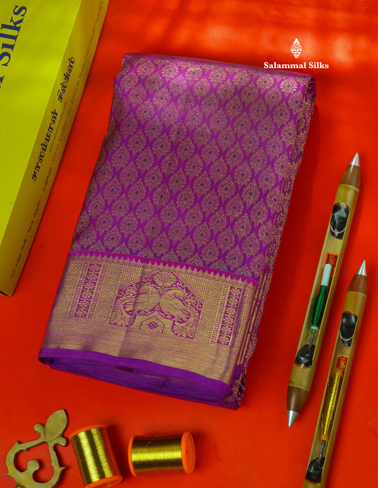 Pure Zari Vadamalli Pure Kanjivaram Silk Saree with Traditional Gold Zari Border