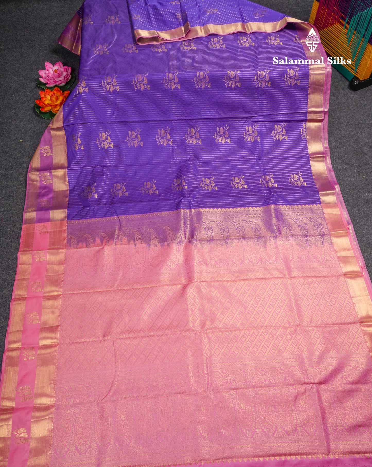 Violet Semi Silk Saree With Contrast Light Lavender Fancy Border