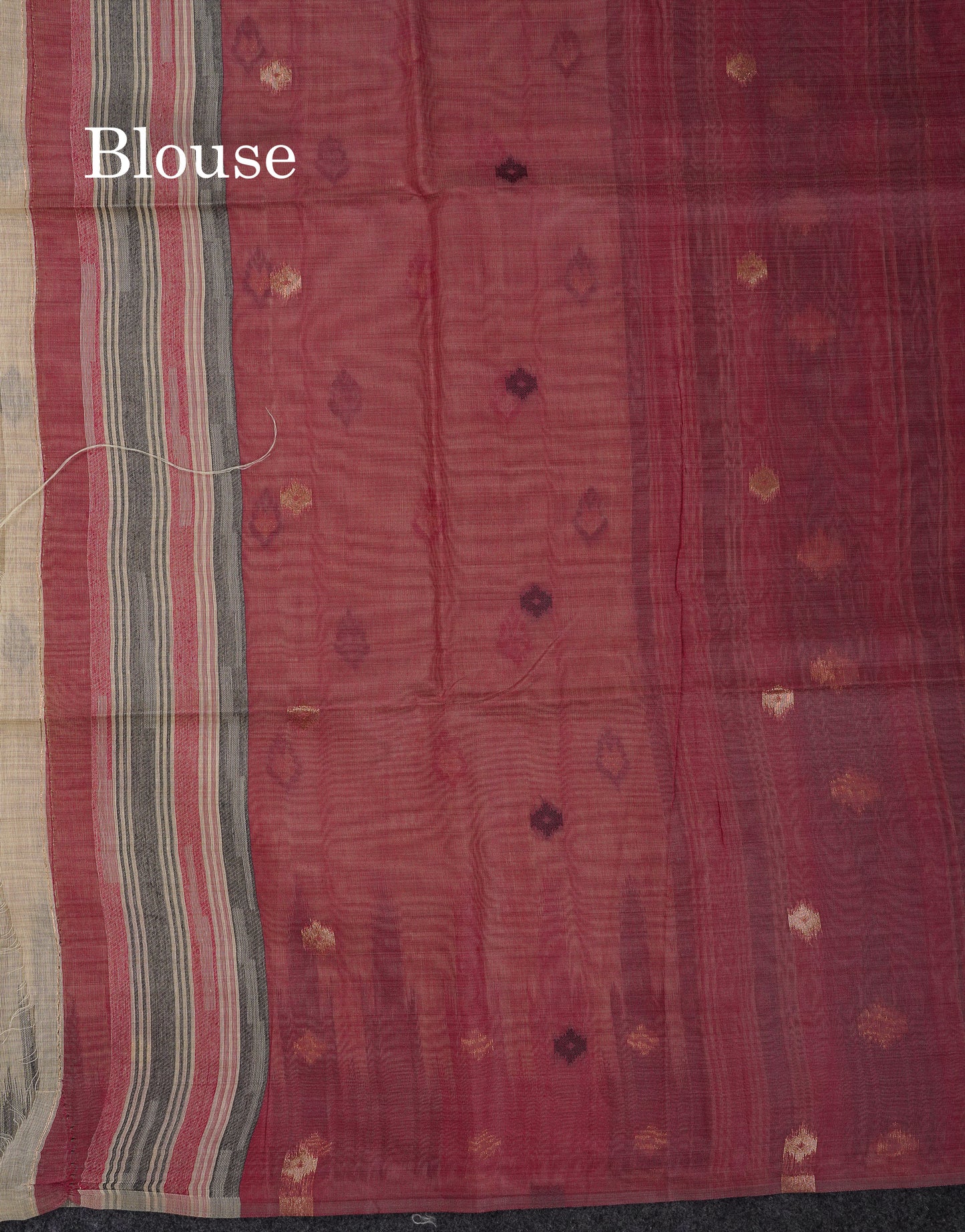 Beautiful Light Peach Menakari Work Muga Cotton Saree With Contrast Olive Green Blouse