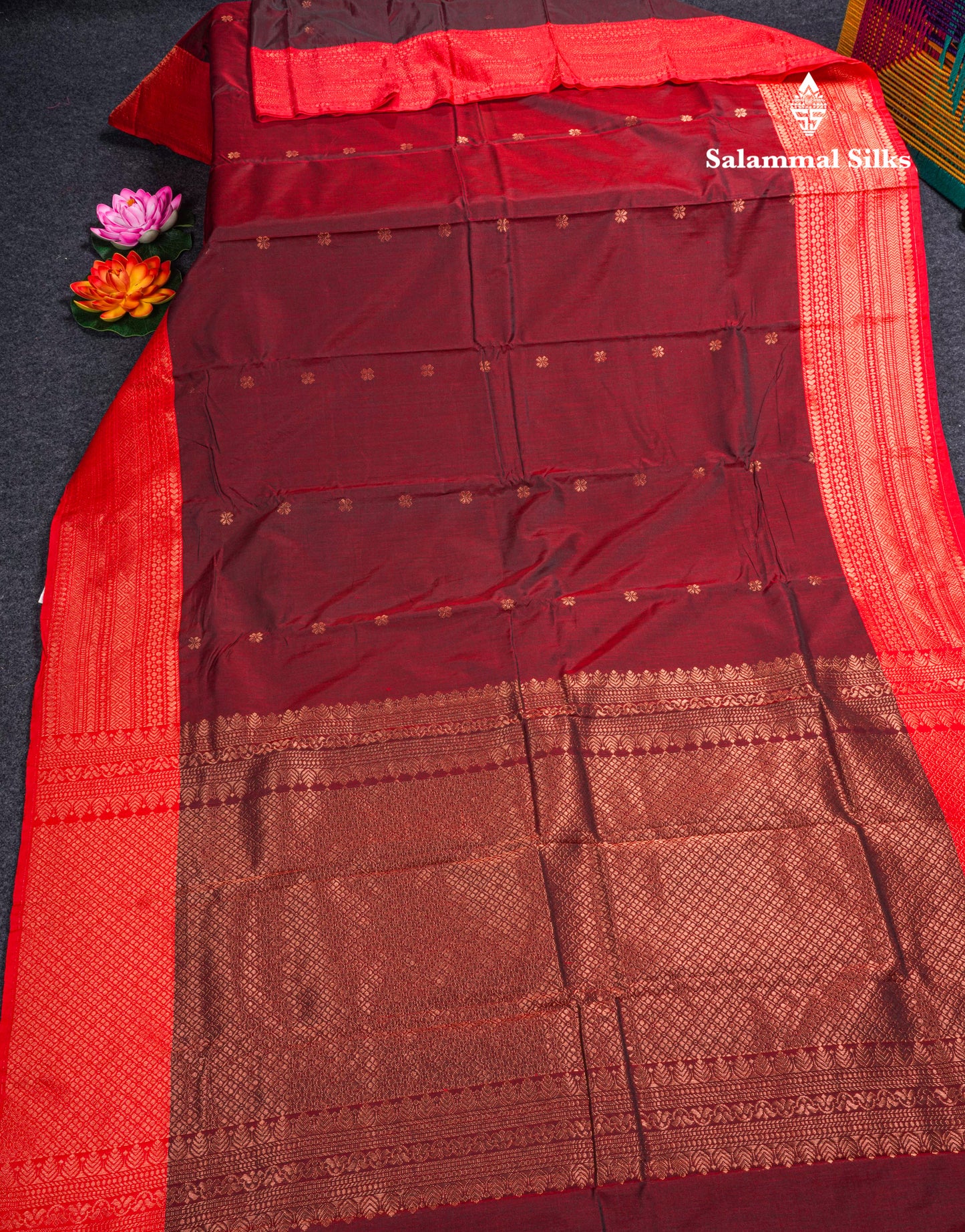 Black Pure Mix Saree With Contrast Red Border