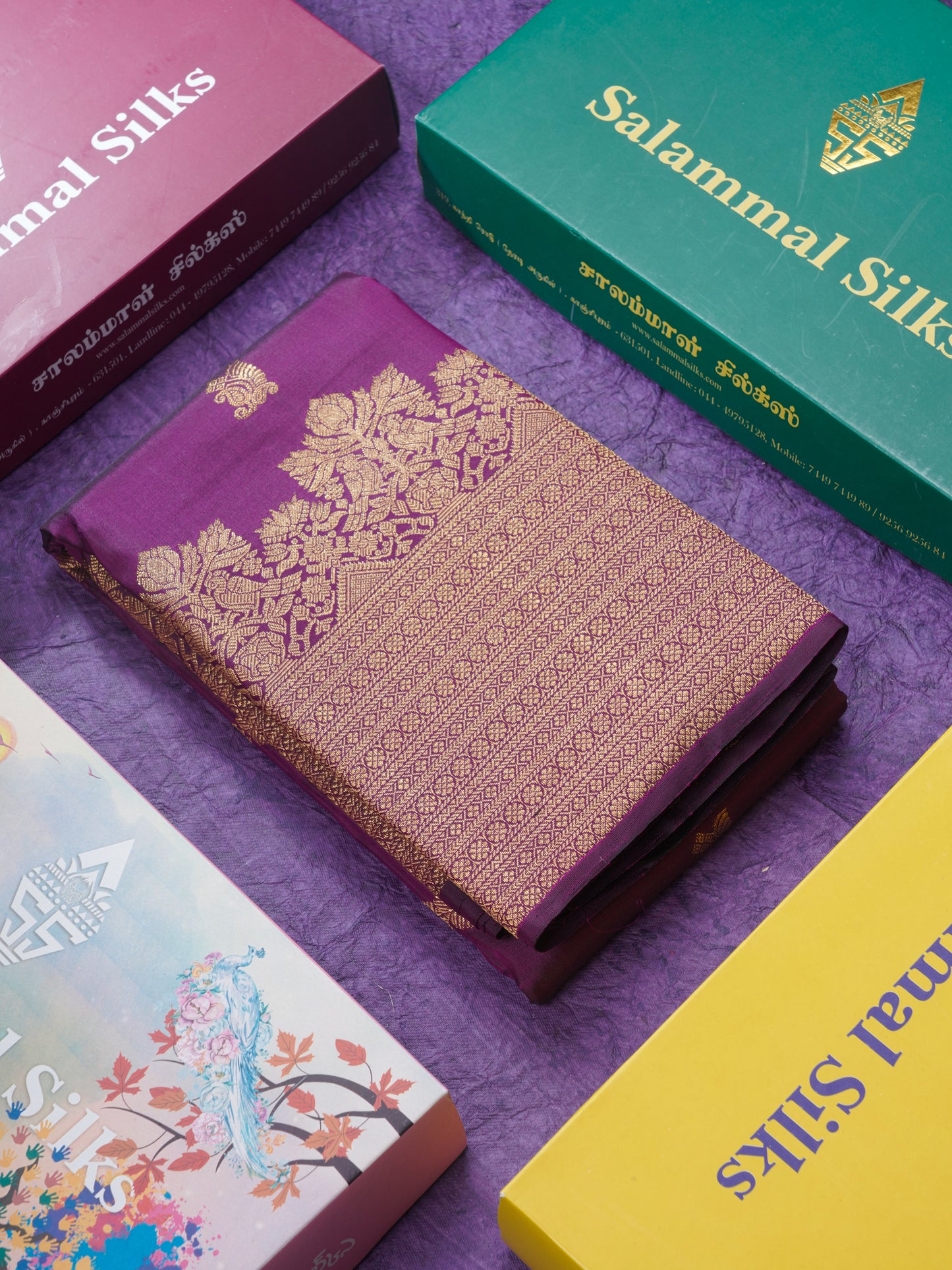 Magenta Pure Kanjivaram Silk Saree With Turning Border