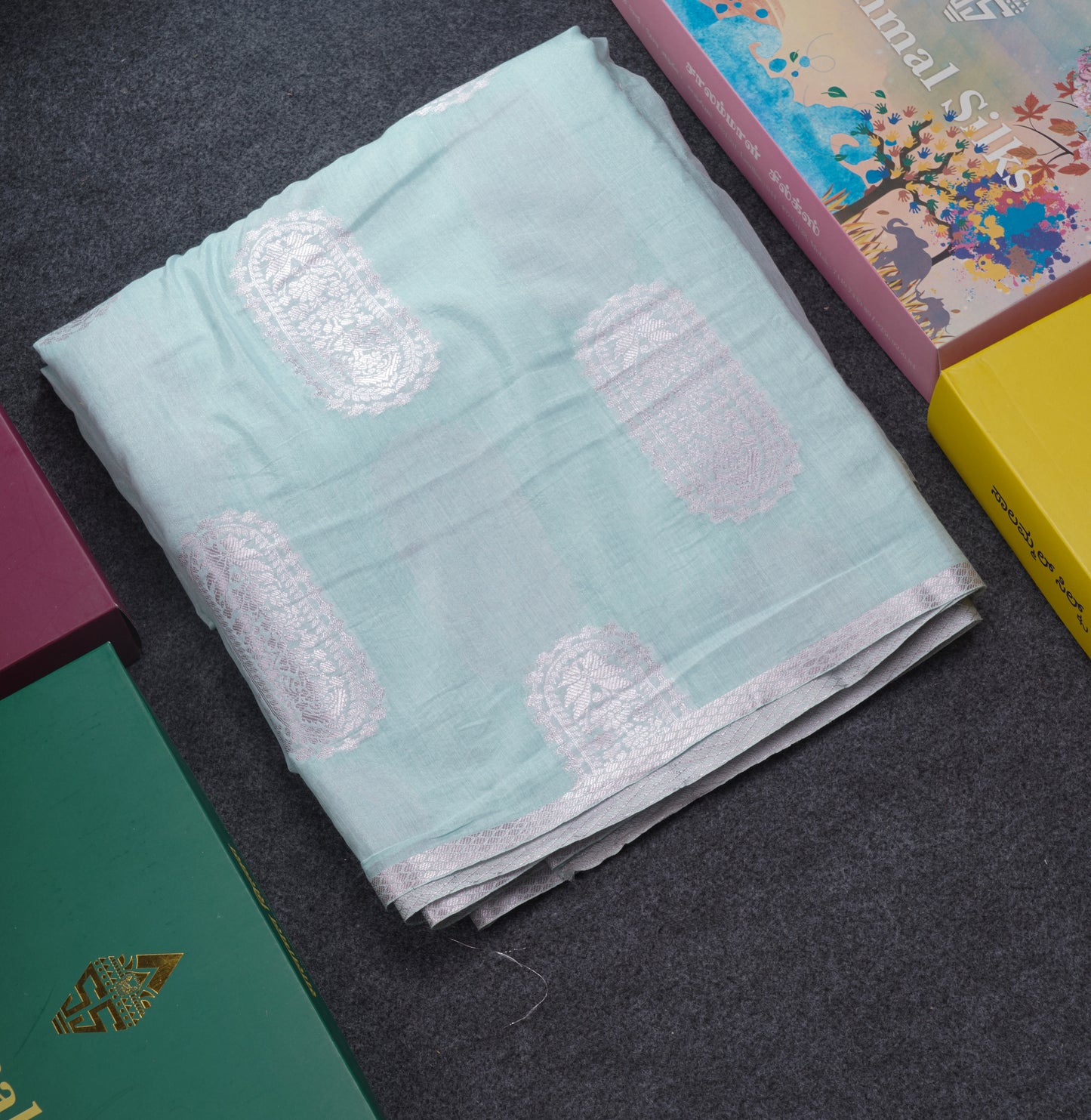 Pastel Blue Cotton Mix Saree With Small Zari Border
