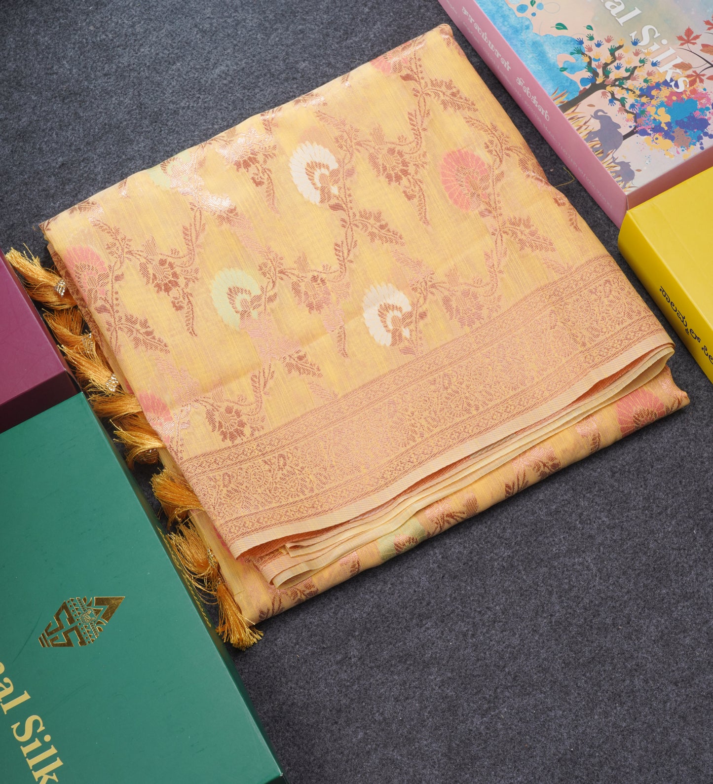 Light Green Meenakari Work Cotton Mix Saree With Self Blouse
