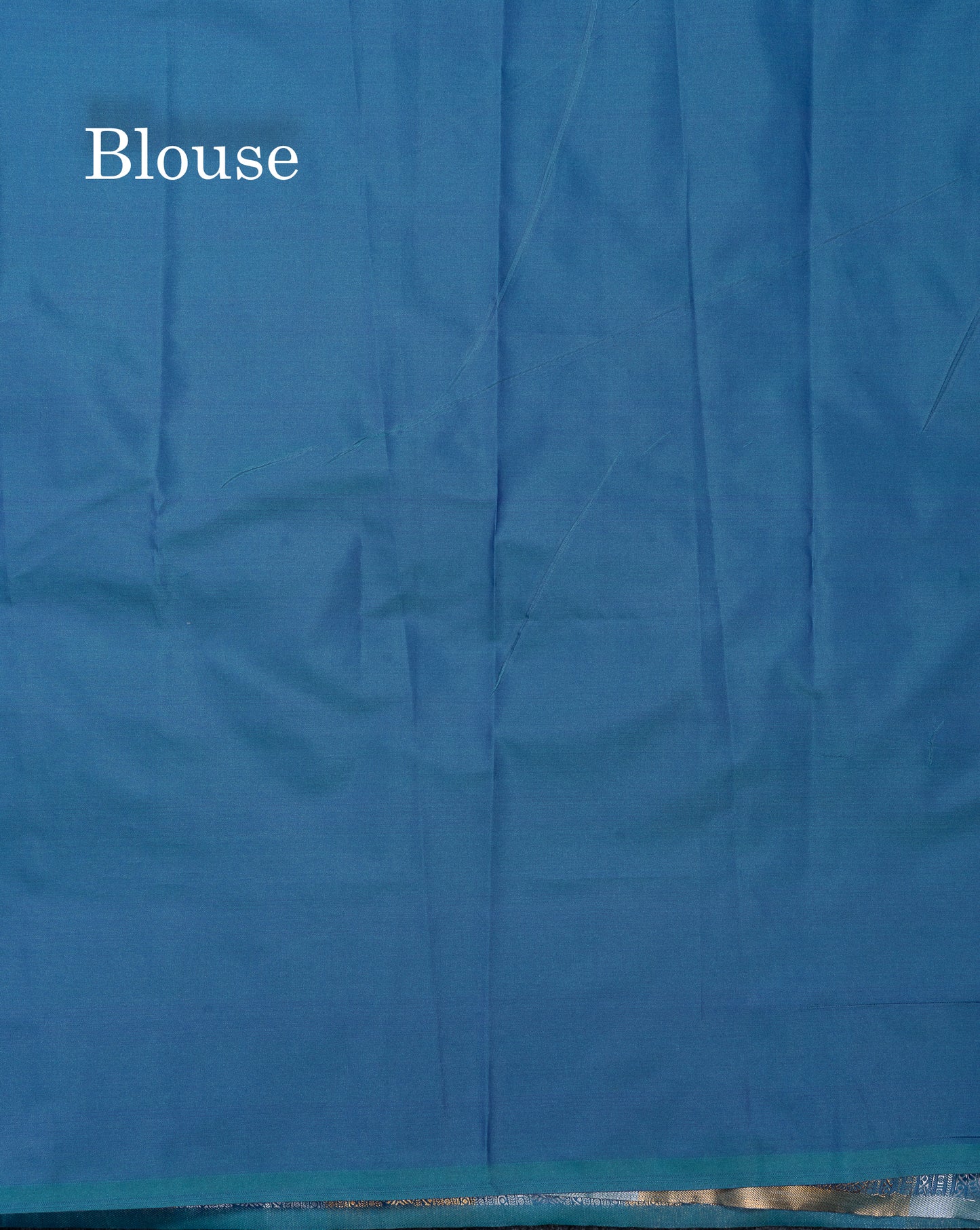 Beautiful Dual Tone Peacock Blue Semi Silk Saree With Traditional Silver & Gold Zari Temple Border