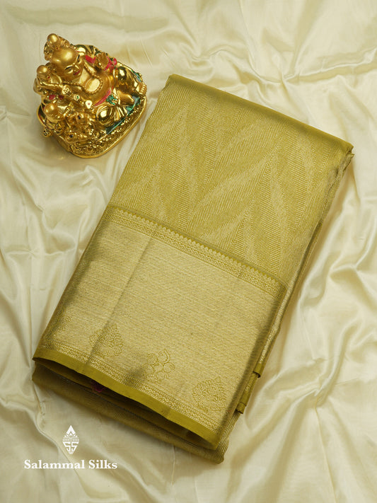 Manthulir Green Pure Kanjivaram Silk Saree With Gold Zari Border