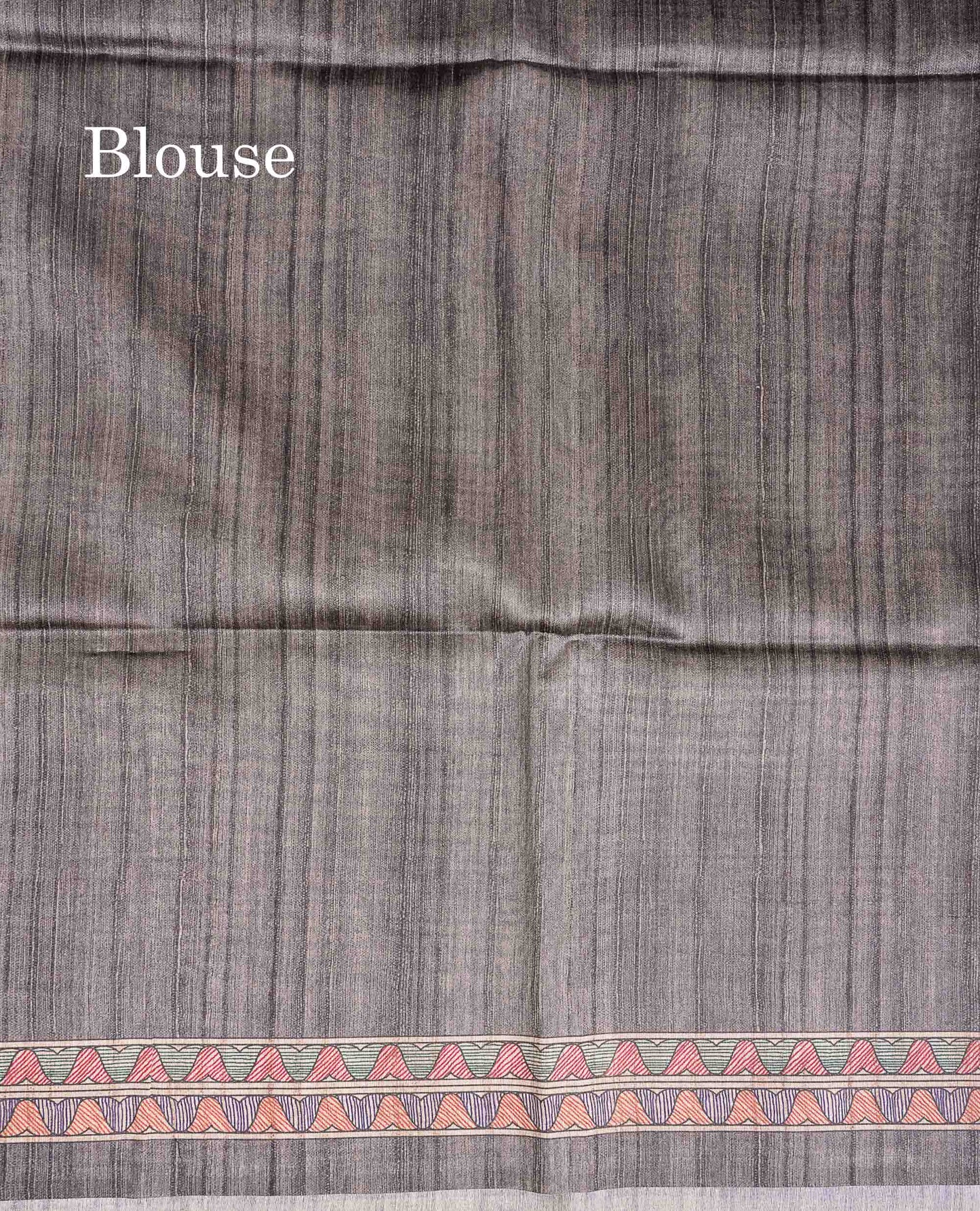 Semi Tussar Saree - Elephant Grey Along With Fancy Border