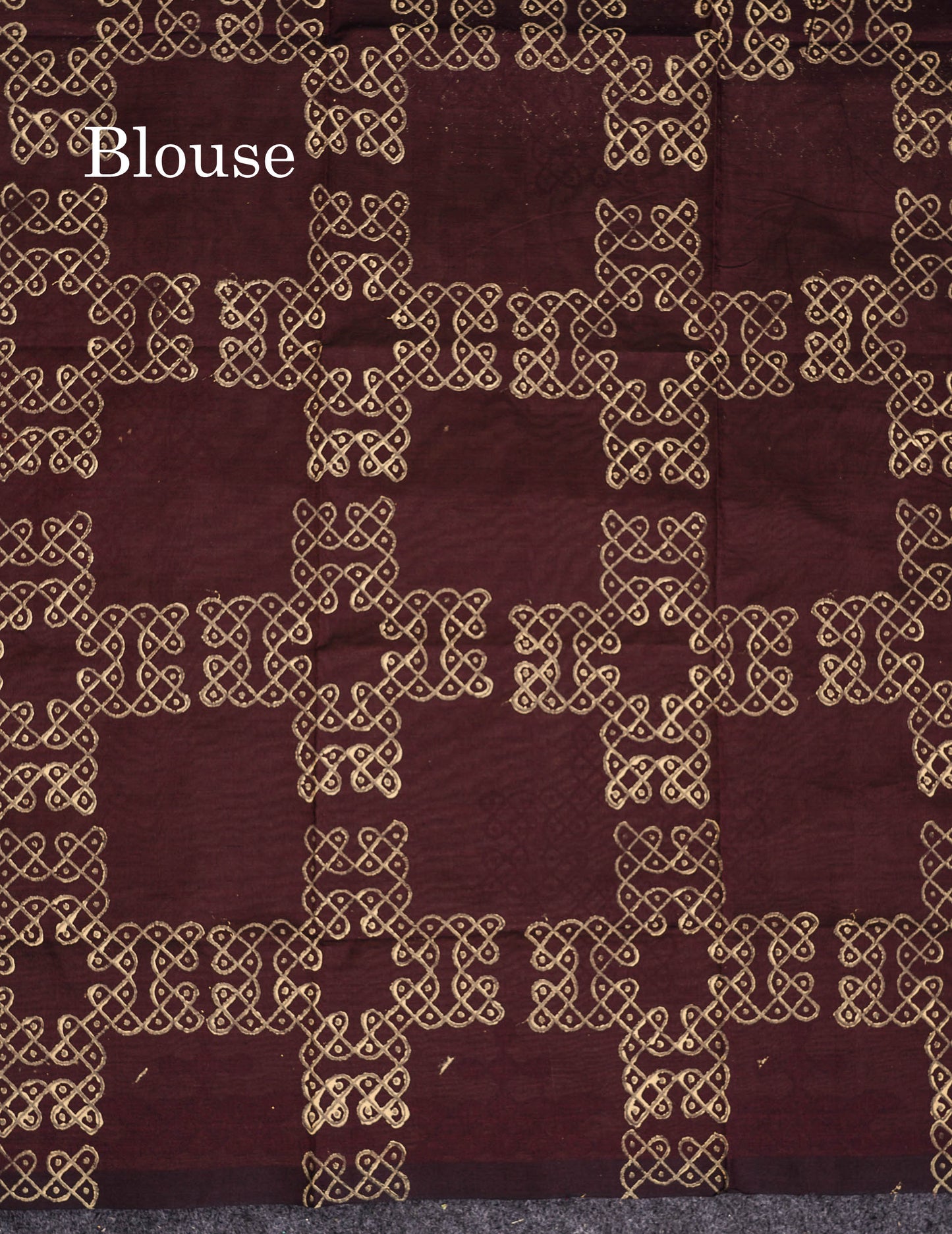 Beautiful Beige Printed South Cotton Saree With Contrast Brown Blouse