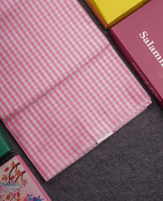 Celebrity (Nayanthara) Cotton Mix Saree Pink Shaded Silver Jari Lines With Plain Blouse