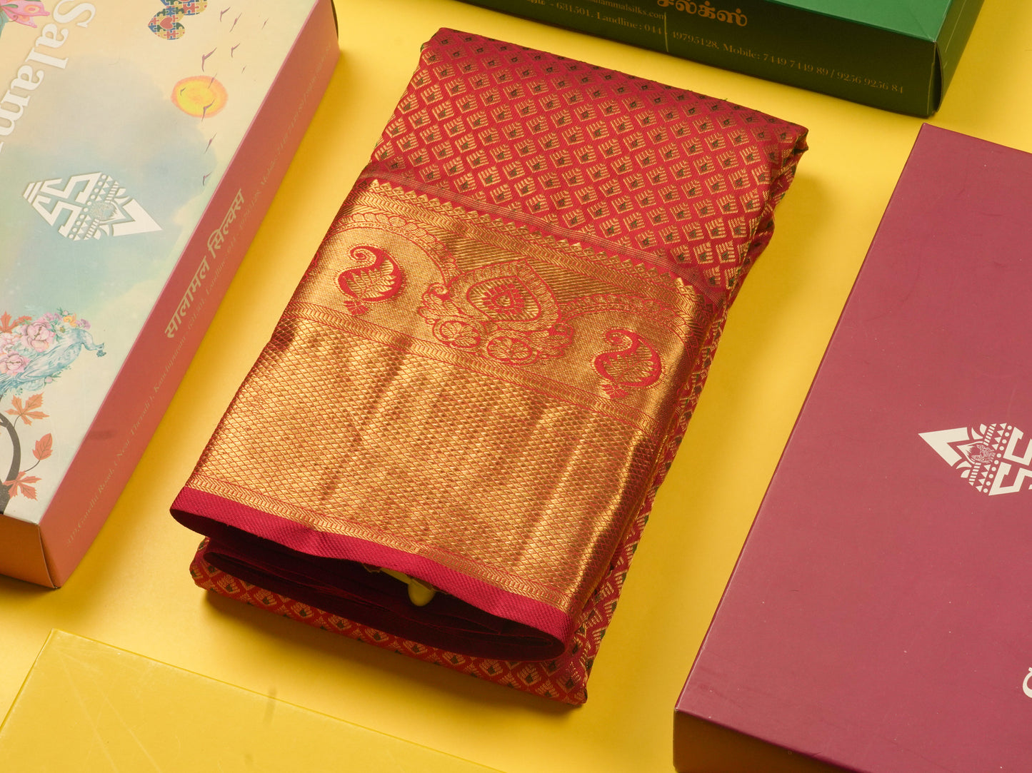 Beautiful Maroon MeenaKari Work Pure Kanjivaram Silk Saree (2G) Zari With Self Border