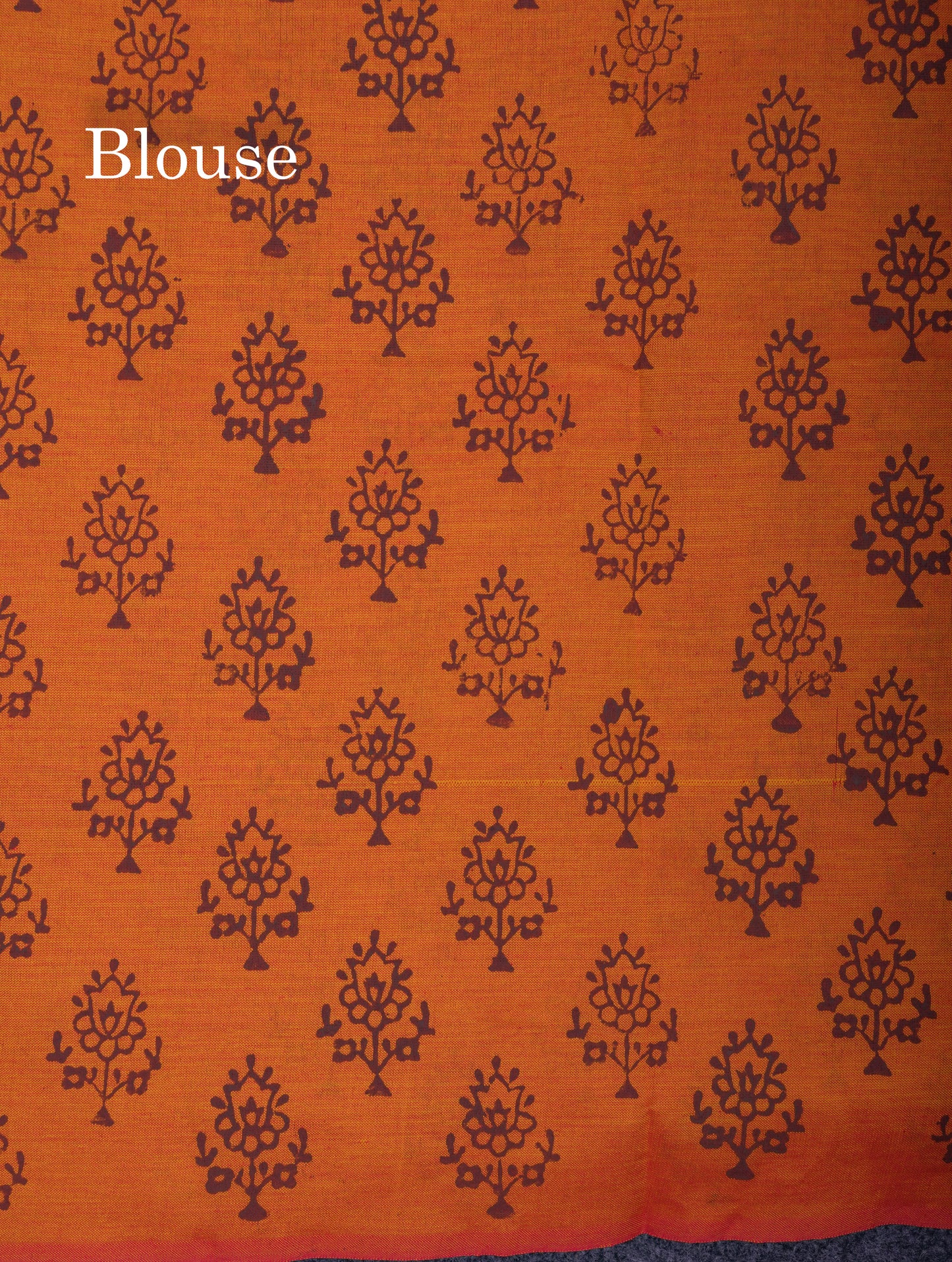 Beautiful Brown South Cotton Printed Saree With Contrast Mustard Yellow Blouse