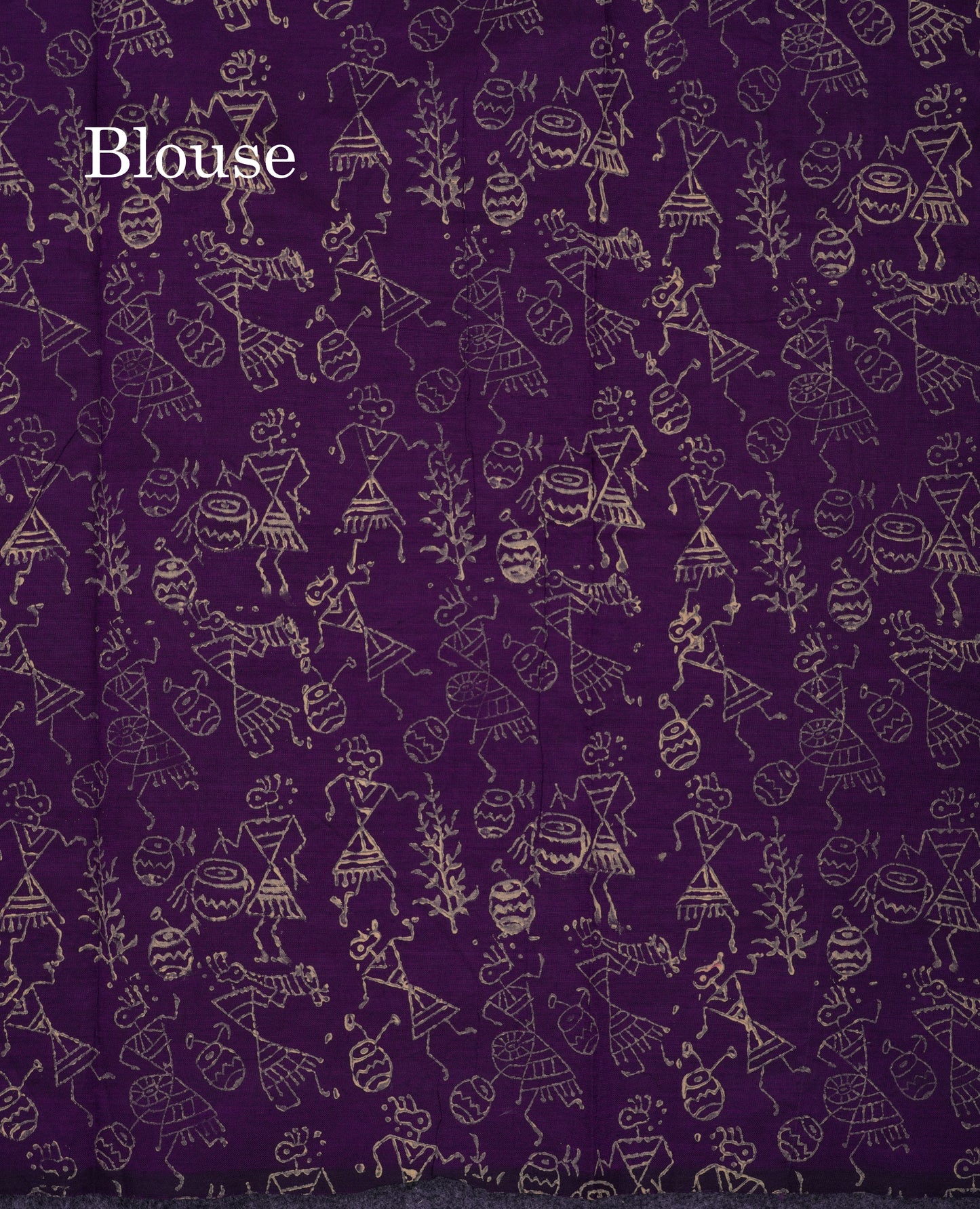 Beautiful Cream Grey South Cotton Printed Saree With Contrast Dark Purple Blouse
