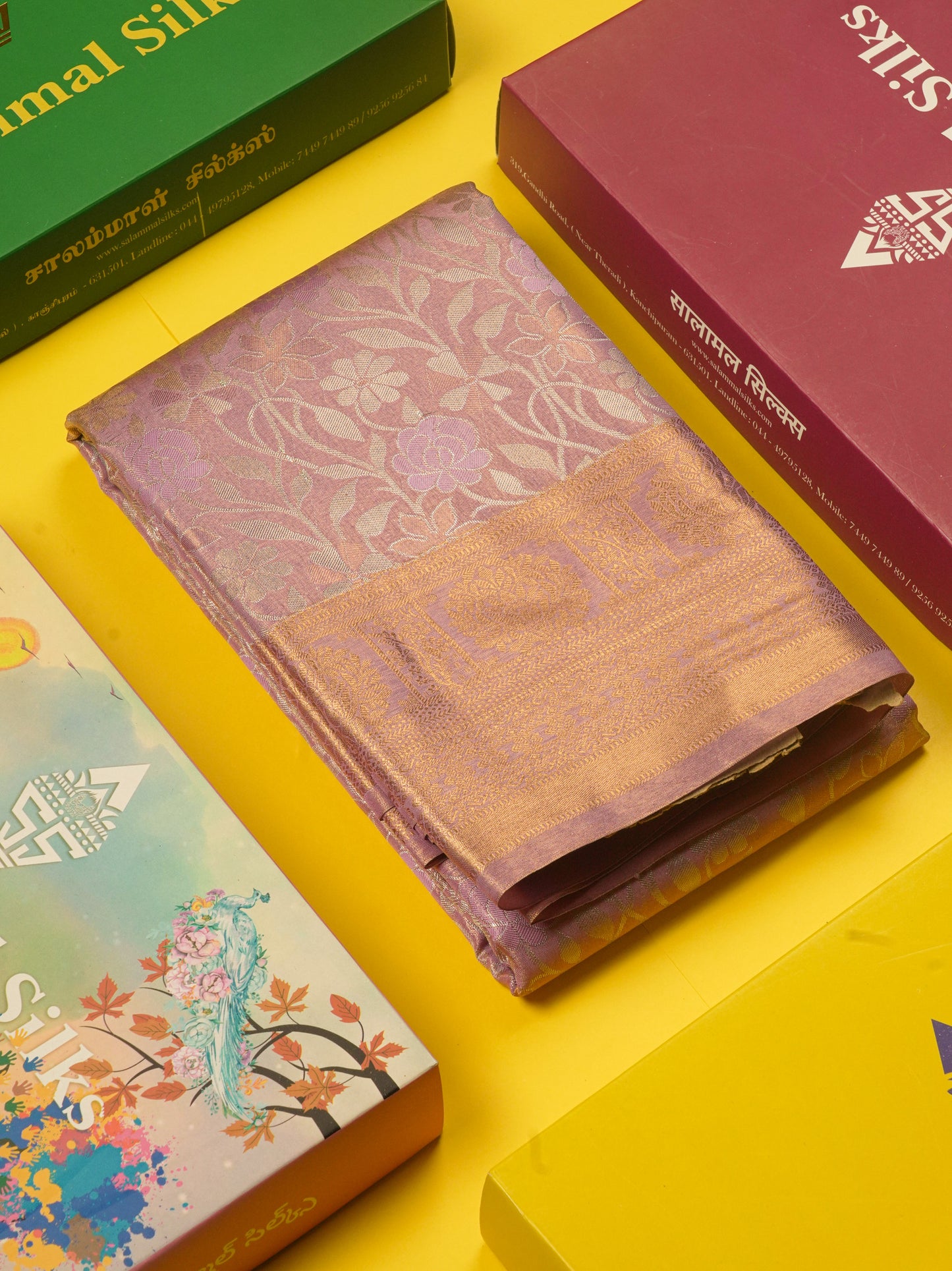 Brown Tissue Bridal Semi Silk Saree With Self Border