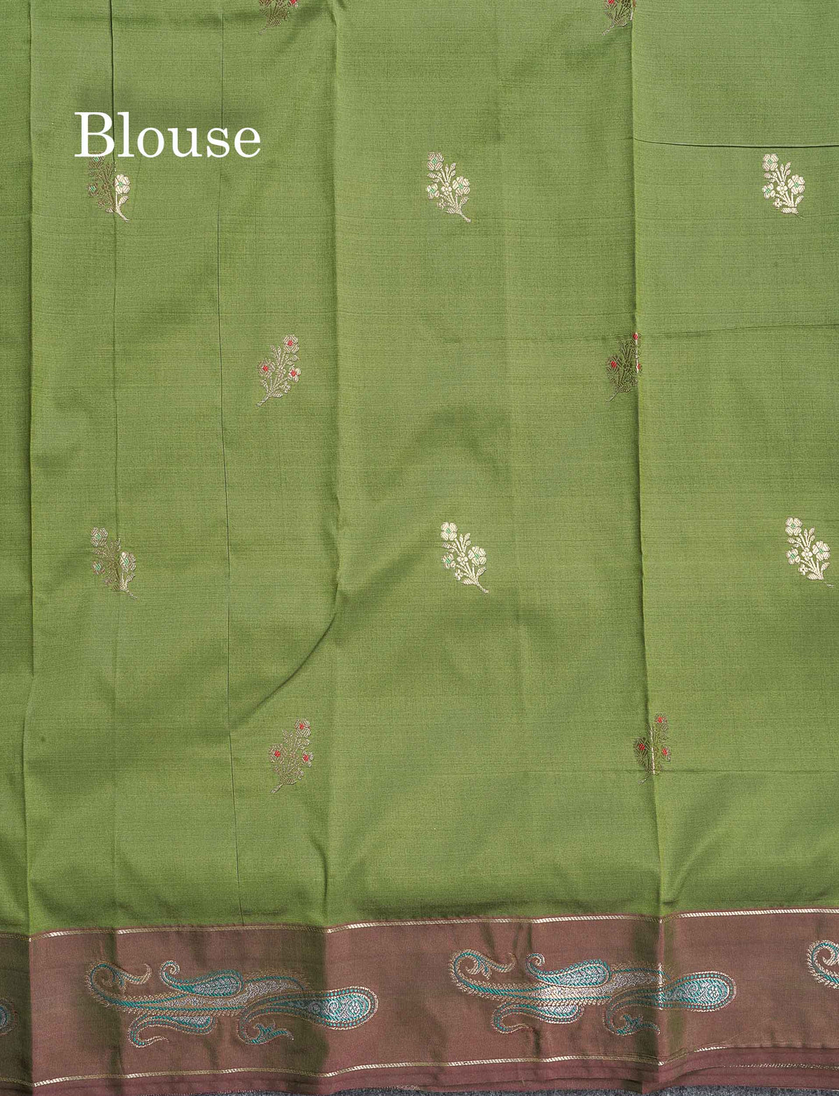 Semi Silk Saree - Olive Green Colour Body With Fancy Border