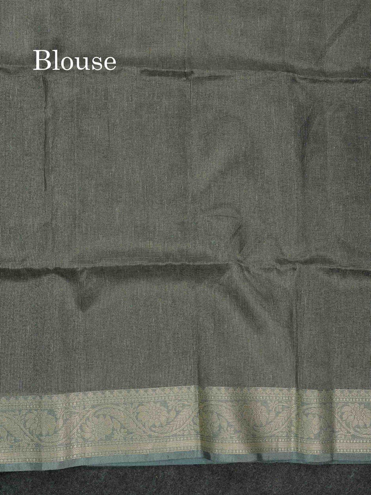 Beautiful Blueish Grey Vaira Oosi Linen Cotton Mix Saree With Fancy Border