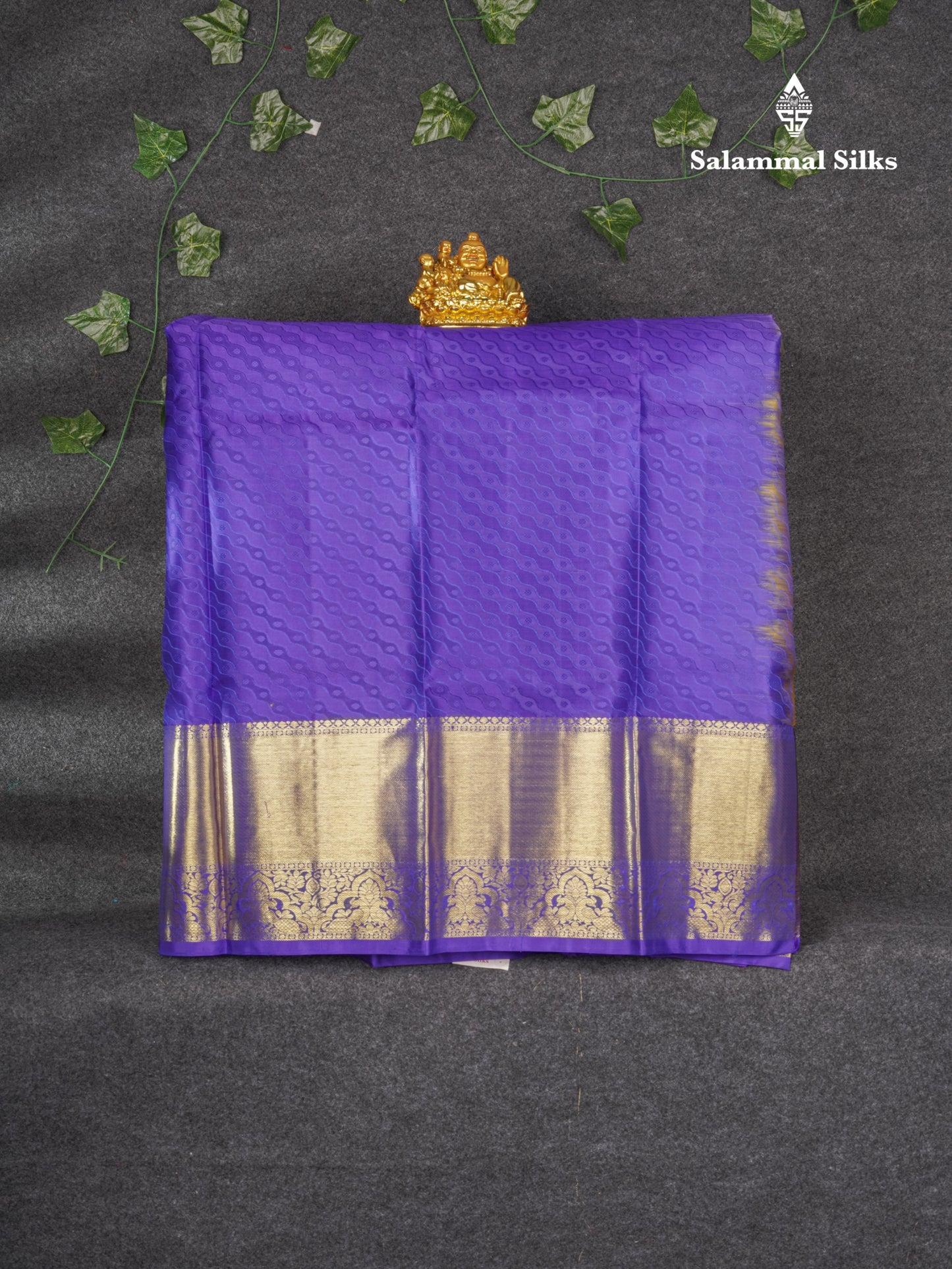 Pure Silk Pattu Pavadai (Gold) With Royal Blue Blouse 36"