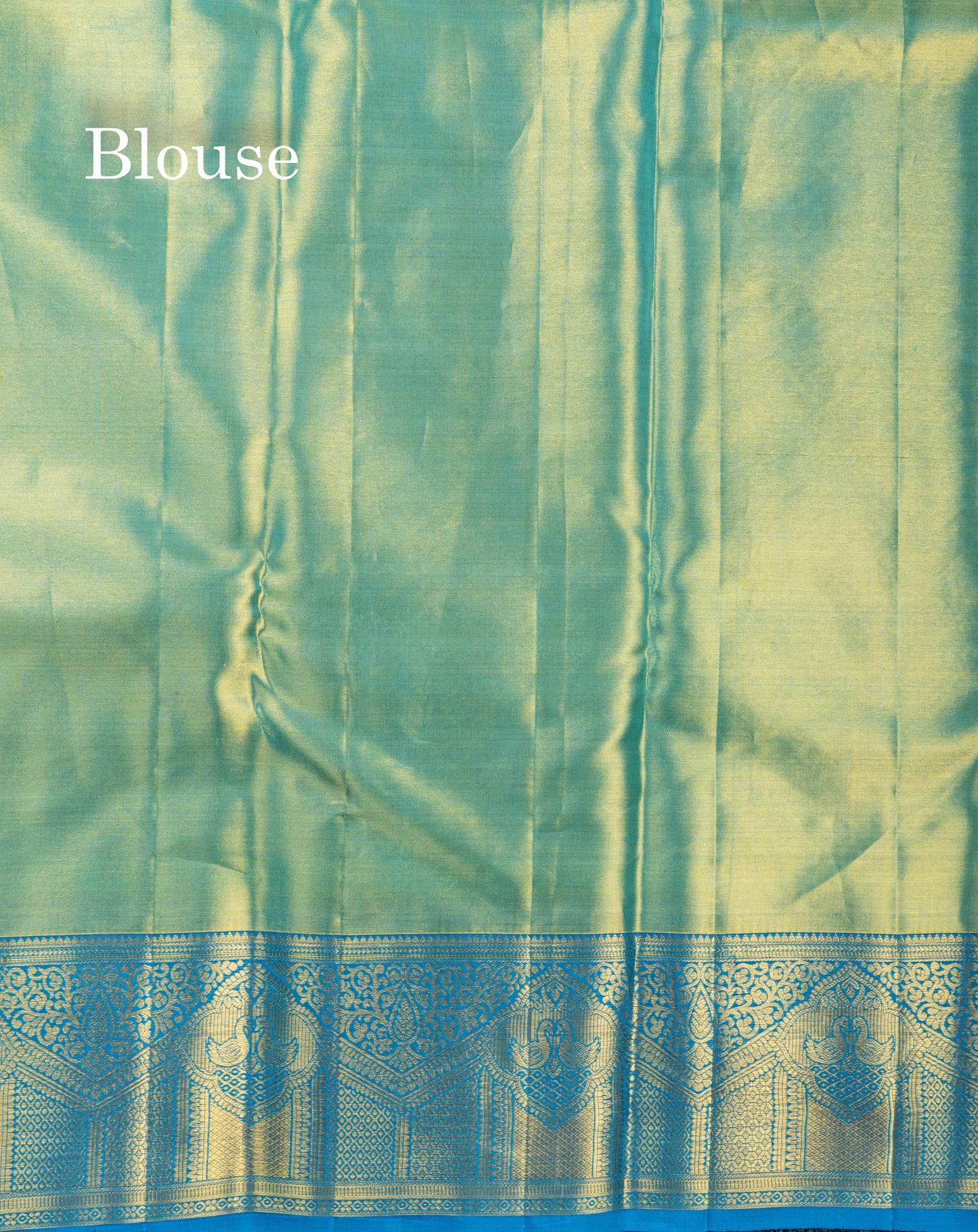 Pastel Blue Tissue Bridal Pure Kanjivaram Silk Saree With Contrast Sky Blue Border