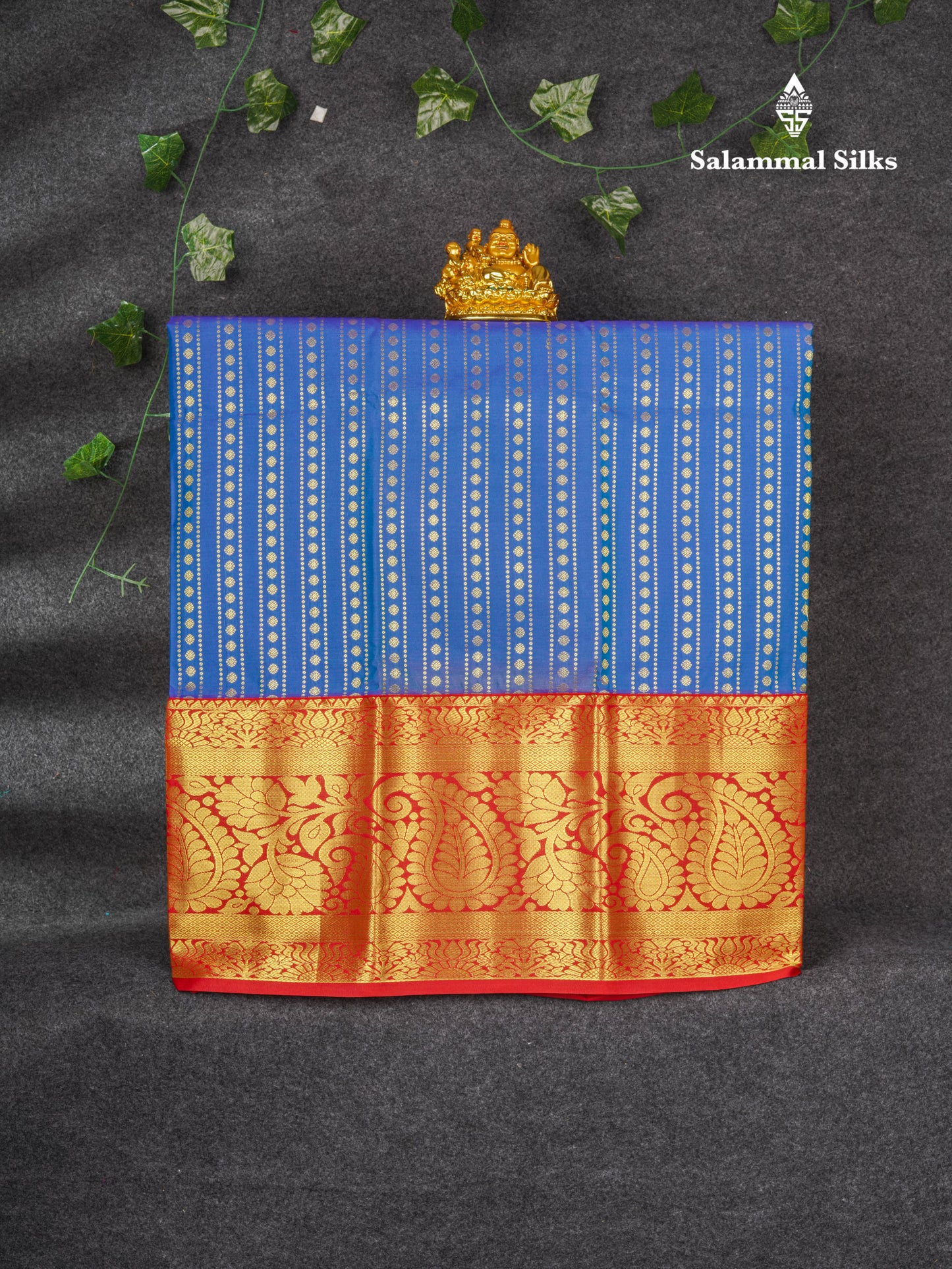 Semi Silk Pattu Pavadai ( Royal Blue ) With Red Blouse 36"