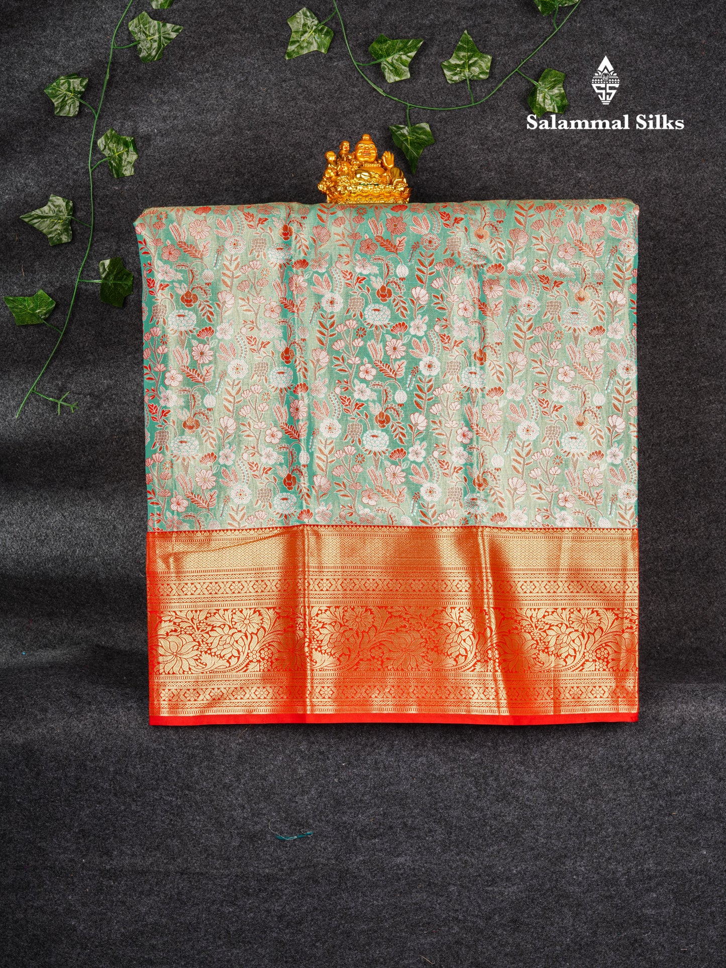 Semi Silk Pattu Pavadai Tissue (Rexona Green) With Red Blouse 36"