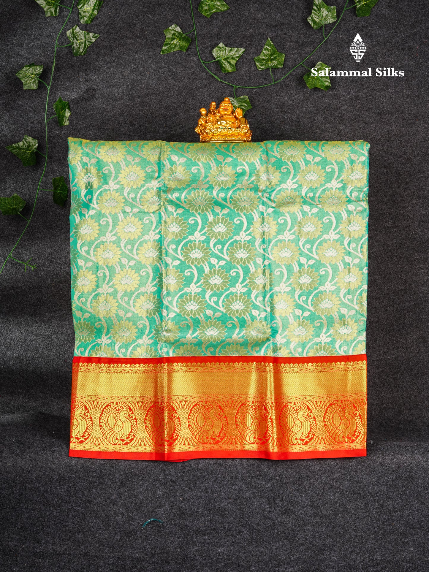 Semi Silk Pattu Pavadai (Rexsona Green Tissue) With Maroon Blouse 36"