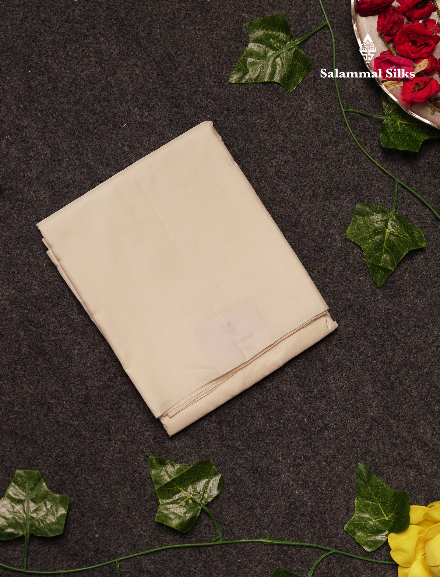 Beautiful Cream White Plain Pure Silk Shirt (2.50) Mtr