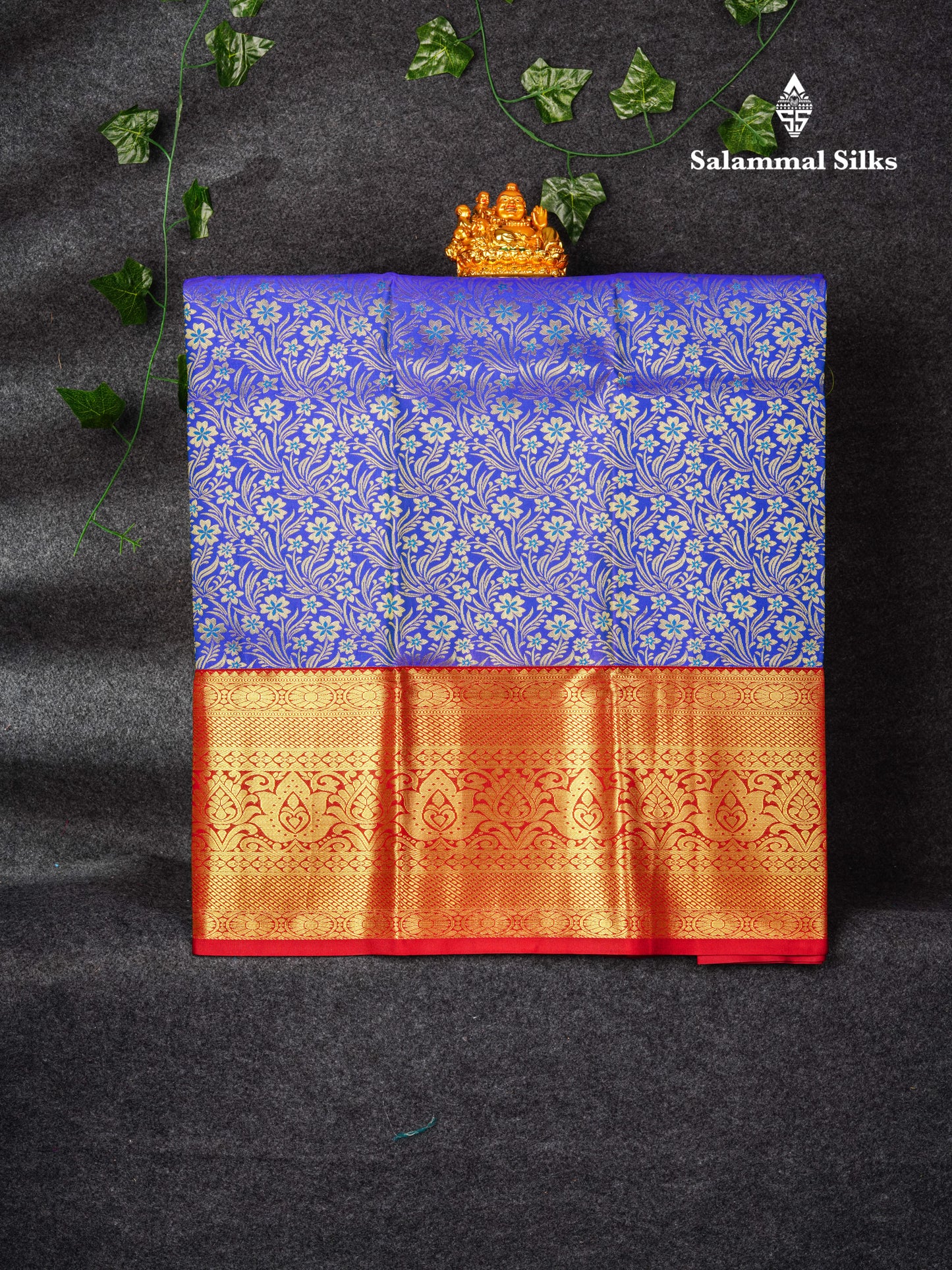 Semi Silk Pattu Pavadai ( Royal Blue ) With Maroon Blouse 36"