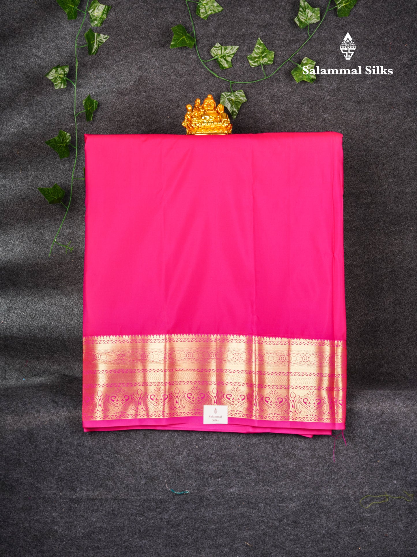 Semi Silk Pattu Pavadai (Cream) With Magenta Pink Blouse 36"