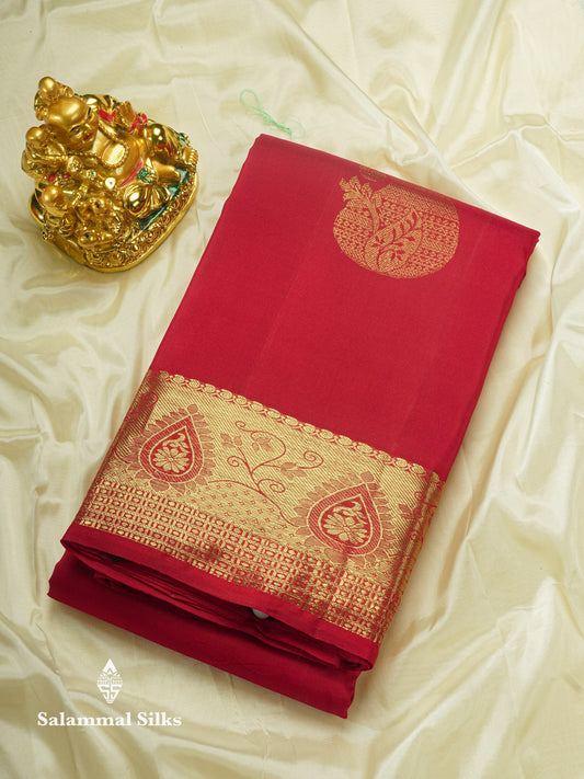 Red Pure Kanjivaram Silk Saree with Self Border