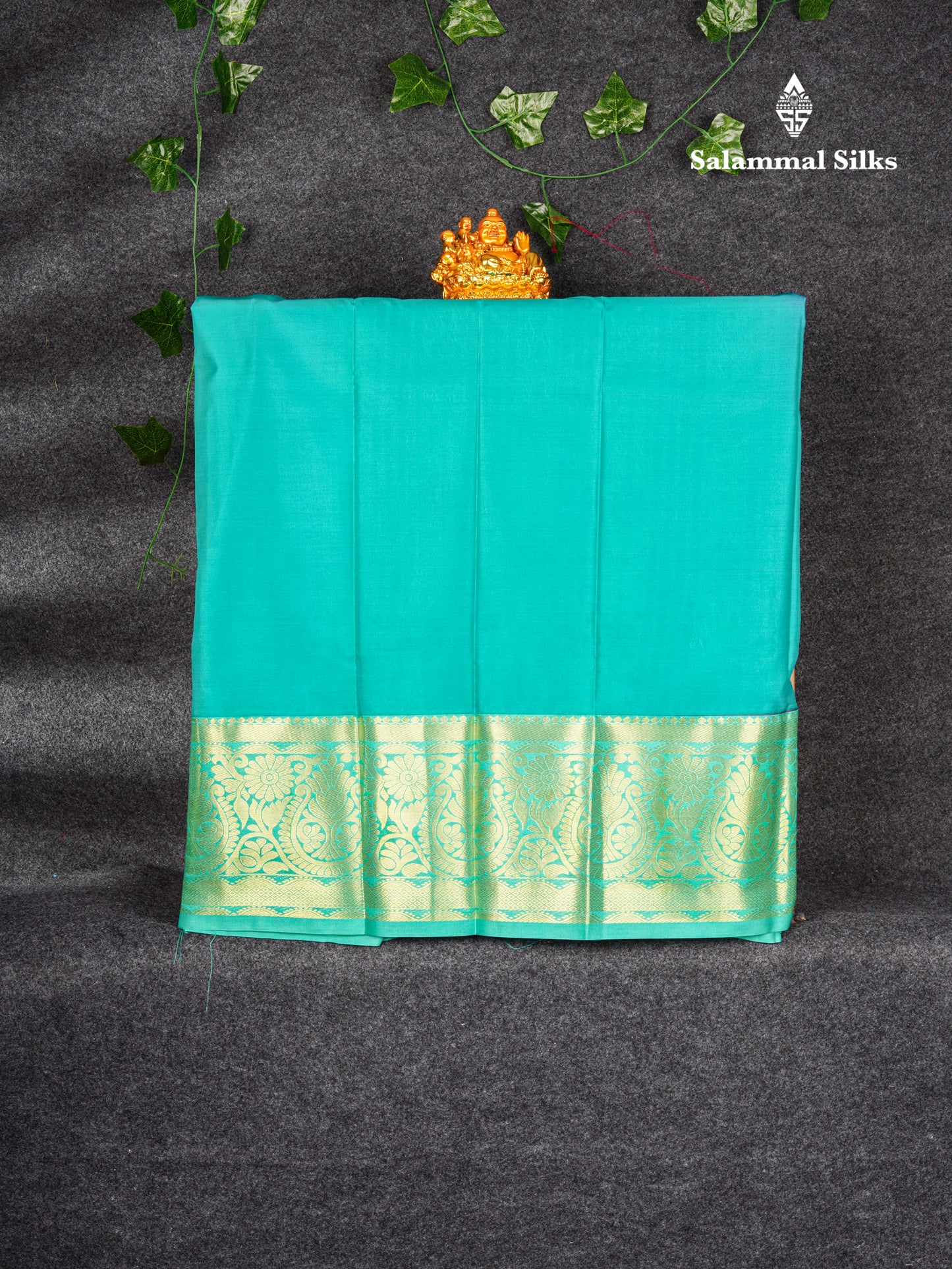Semi Silk Pattu Pavadai (Pinkish Red) With Sapphire Green Blouse 36"