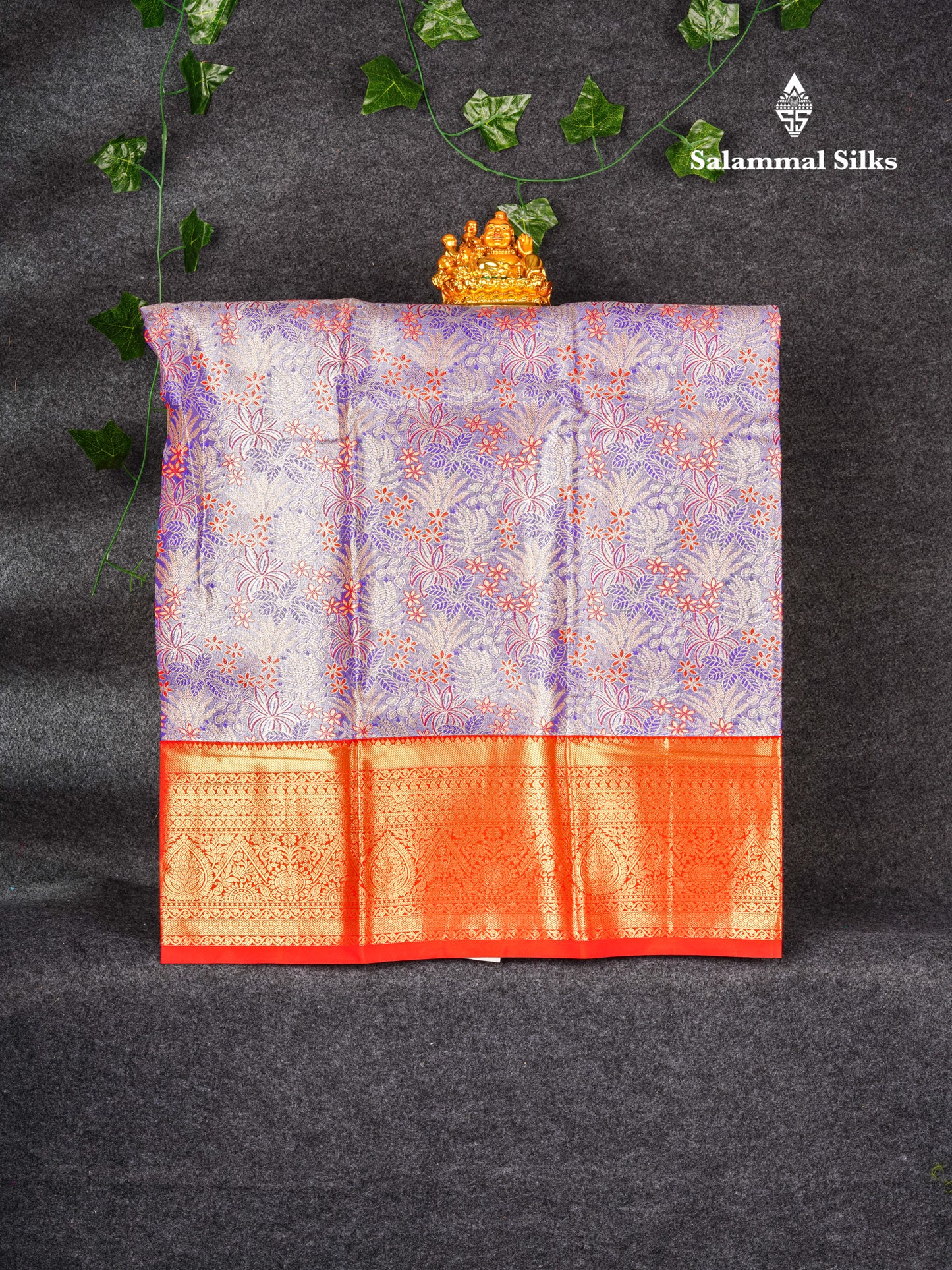 Semi Silk Pattu Pavadai Tissue ( Violet ) With Chilly Red Blouse 36"