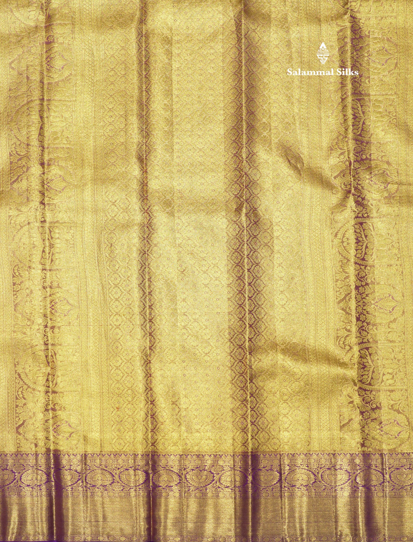 Tri Colour Pattern Fancy Pure Kanjivaram Silk Saree With Contrast Vadamalli Border