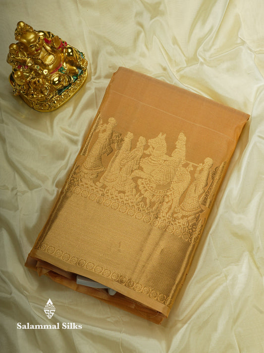 Beautiful Light Yellow Pure Kanjivaram Silk Saree with Traditional Pallakku Border