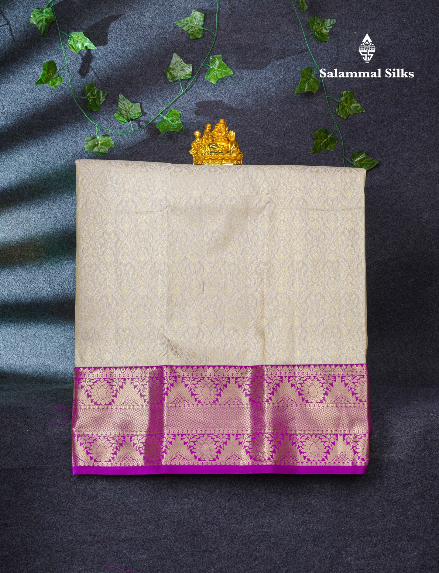 Semi Silk Pattu Pavadai (Half White) With Magenta Blouse 37"