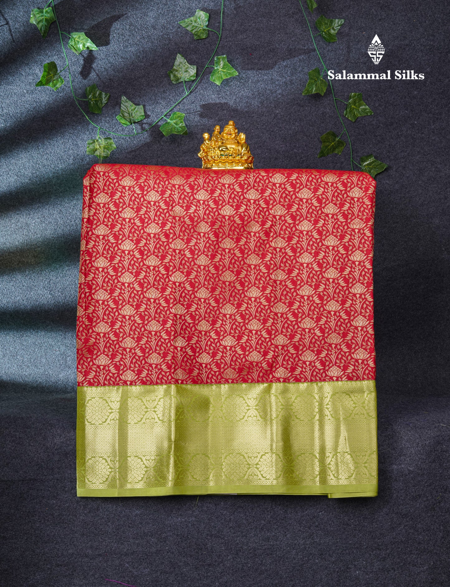 Semi Silk Pattu Pavadai (Chilly Red) With Pista Green Blouse 37"