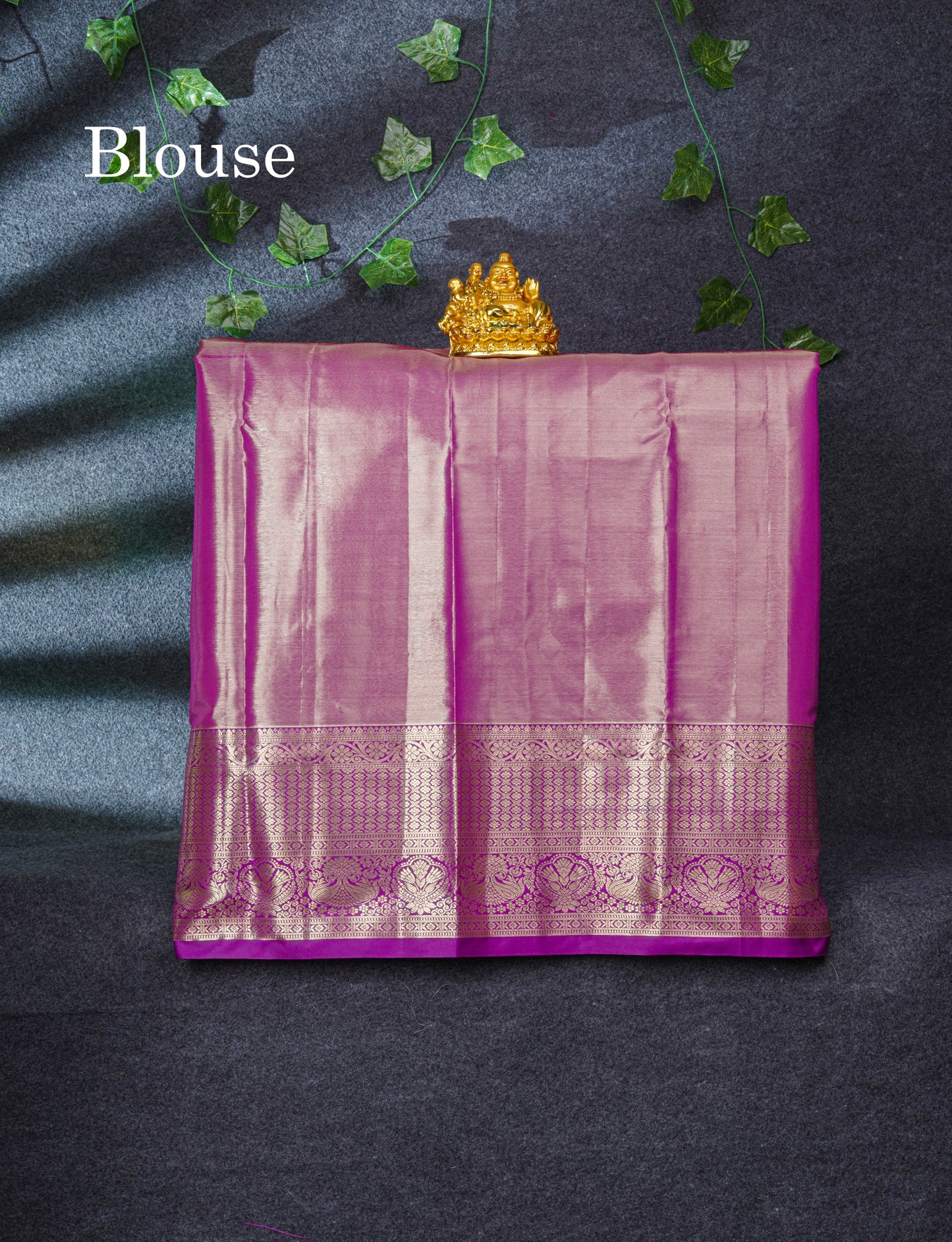 Semi Silk Pattu Pavadai Tissue (Golden Yellow) With Magenta Pink Blouse 35.5"