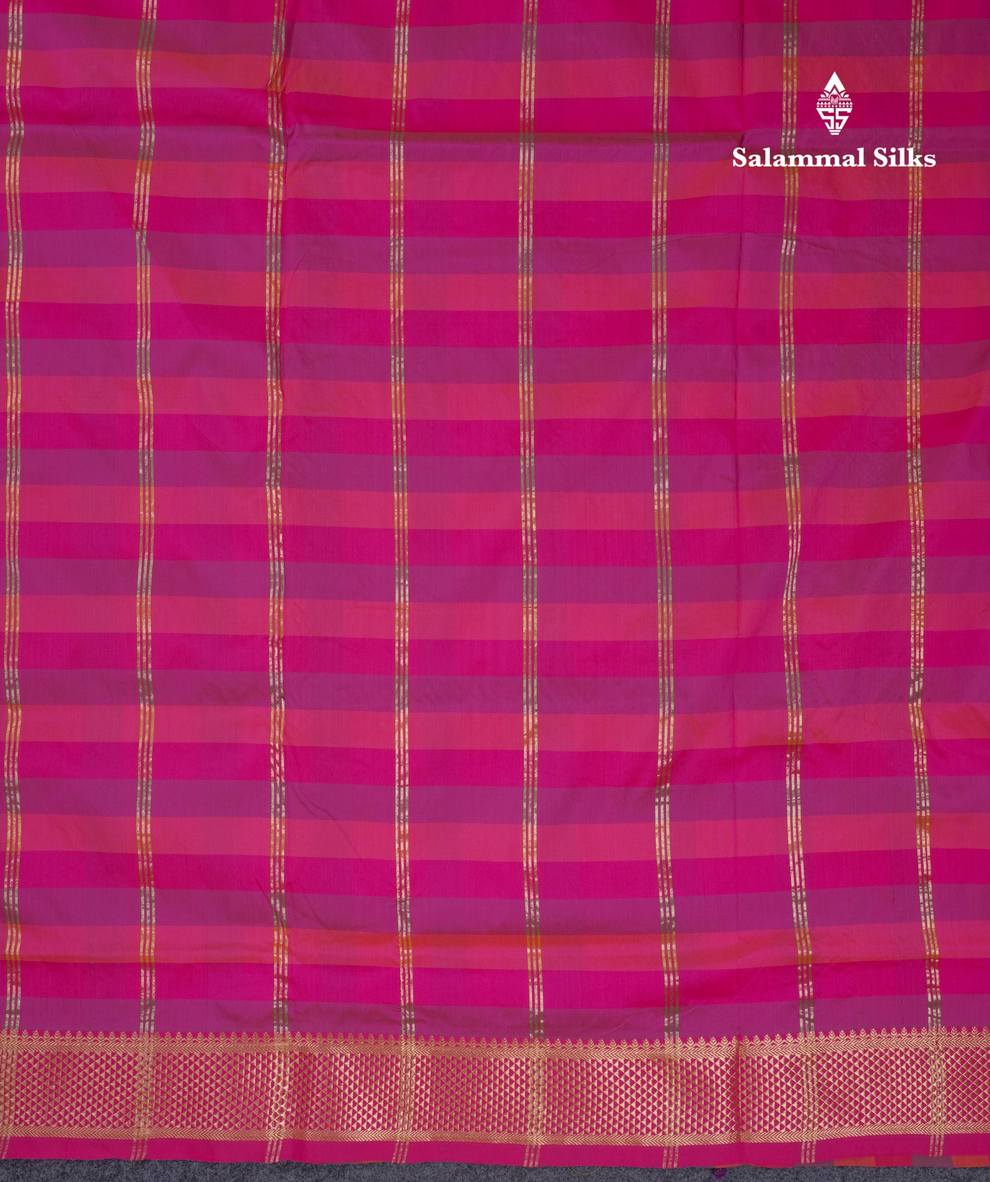 11 Yards Semi Silk Saree Multicolour Checks with Self Border