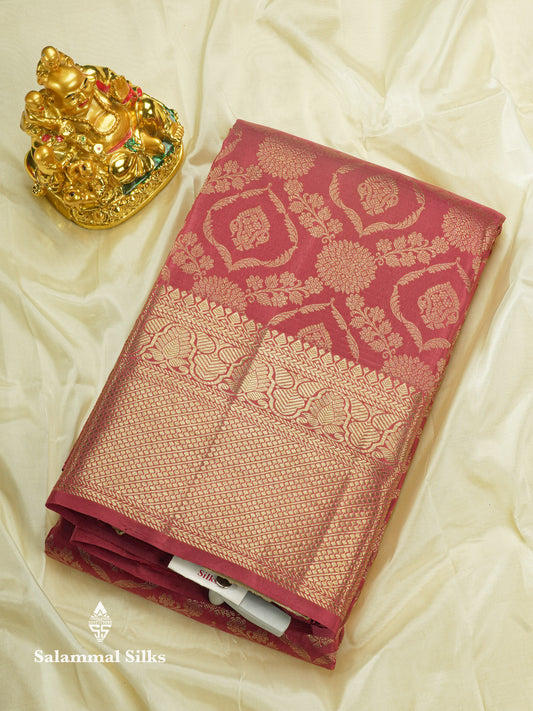 Onion Pink Colour Pure Kanjivaram Silk Saree