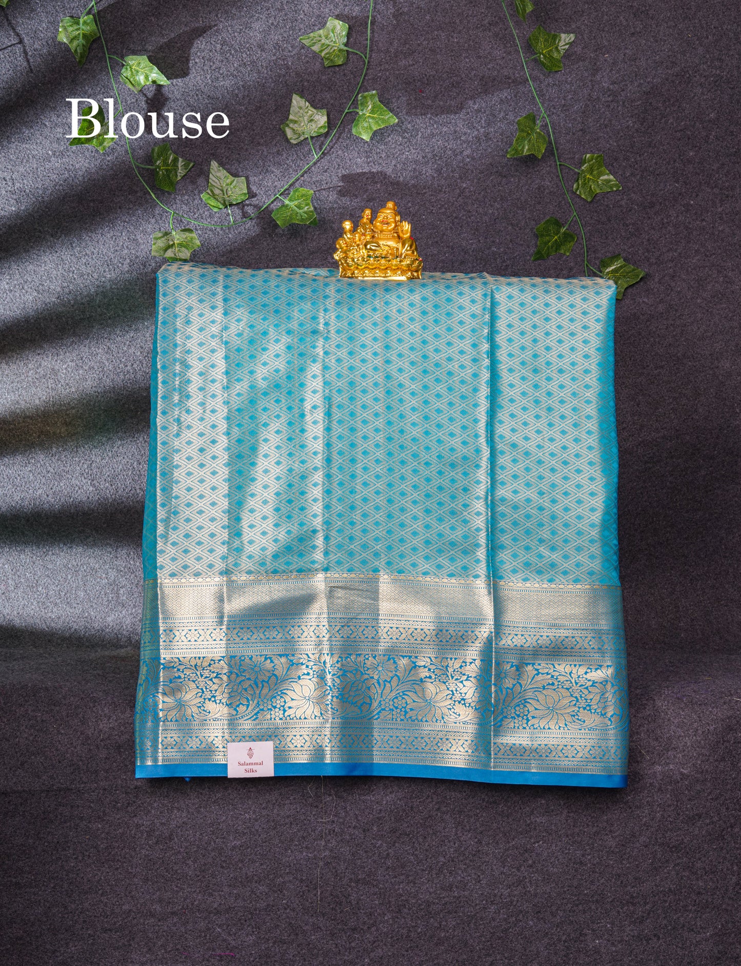 Semi Silk Pattu Pavadai Tissue (Orange) With Blue Blouse 37"