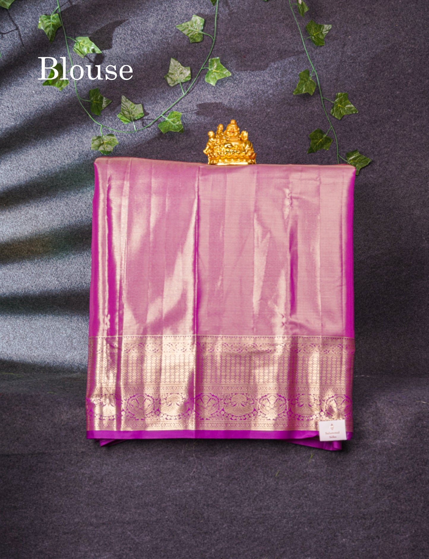 Semi Silk Pattu Pavadai Tissue (Golden Yellow) With Magenta Pink Blouse 35.5"