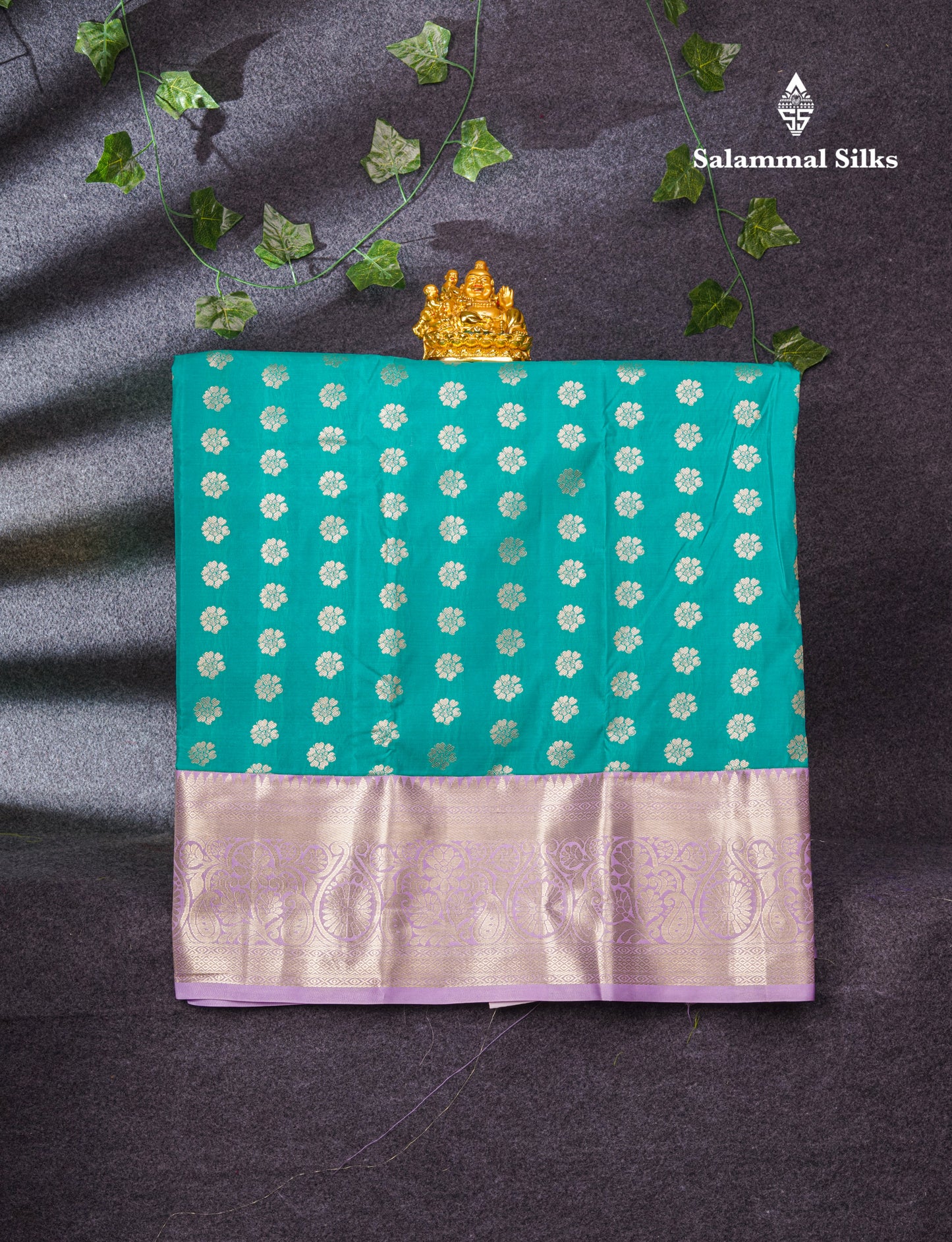 Semi Silk Pattu Pavadai (Sapphire Green) With Lavender Blouse 35"